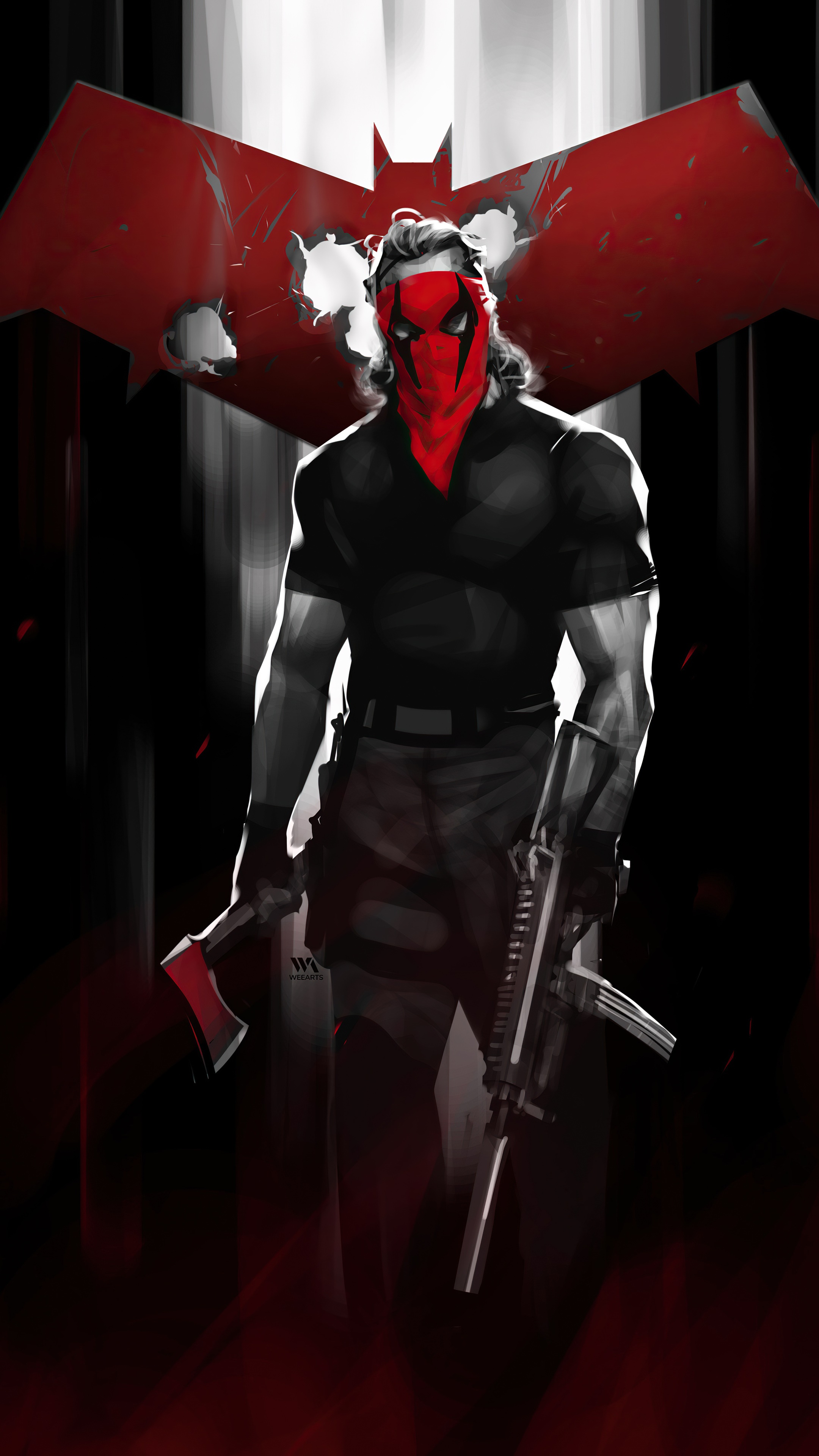 Red Hood with Axe and Rifle HD Phone Wallpaper