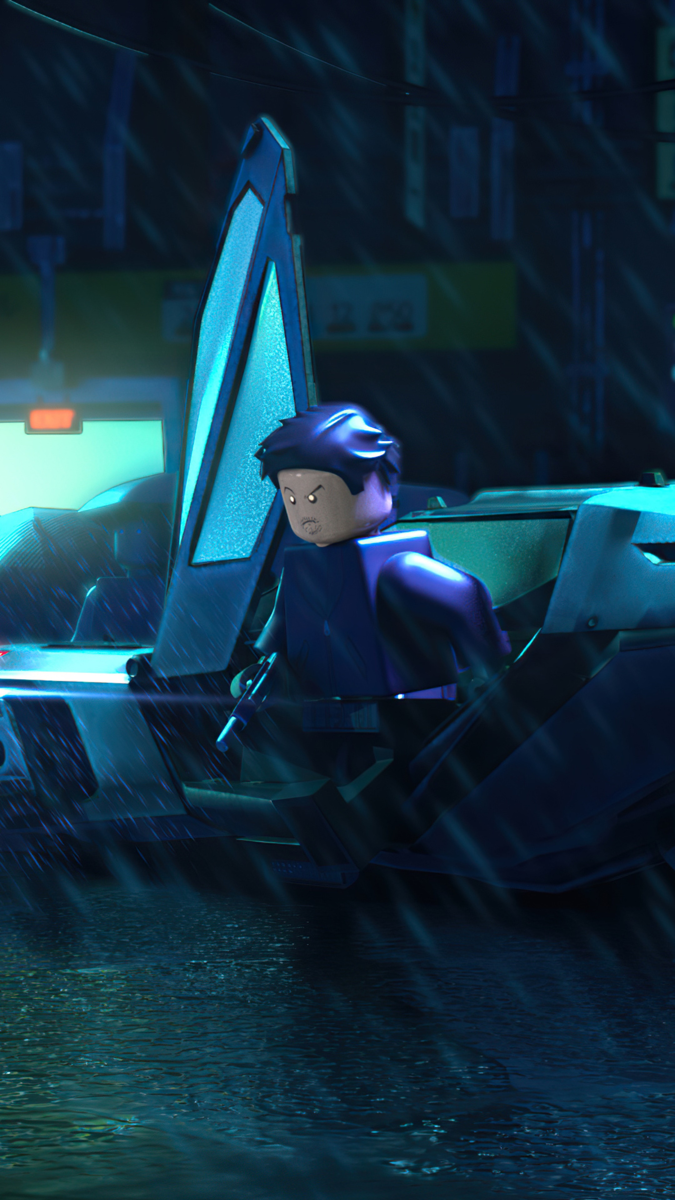 Lego character in a vehicle from Blade Runner 2049 HD Phone Wallpaper