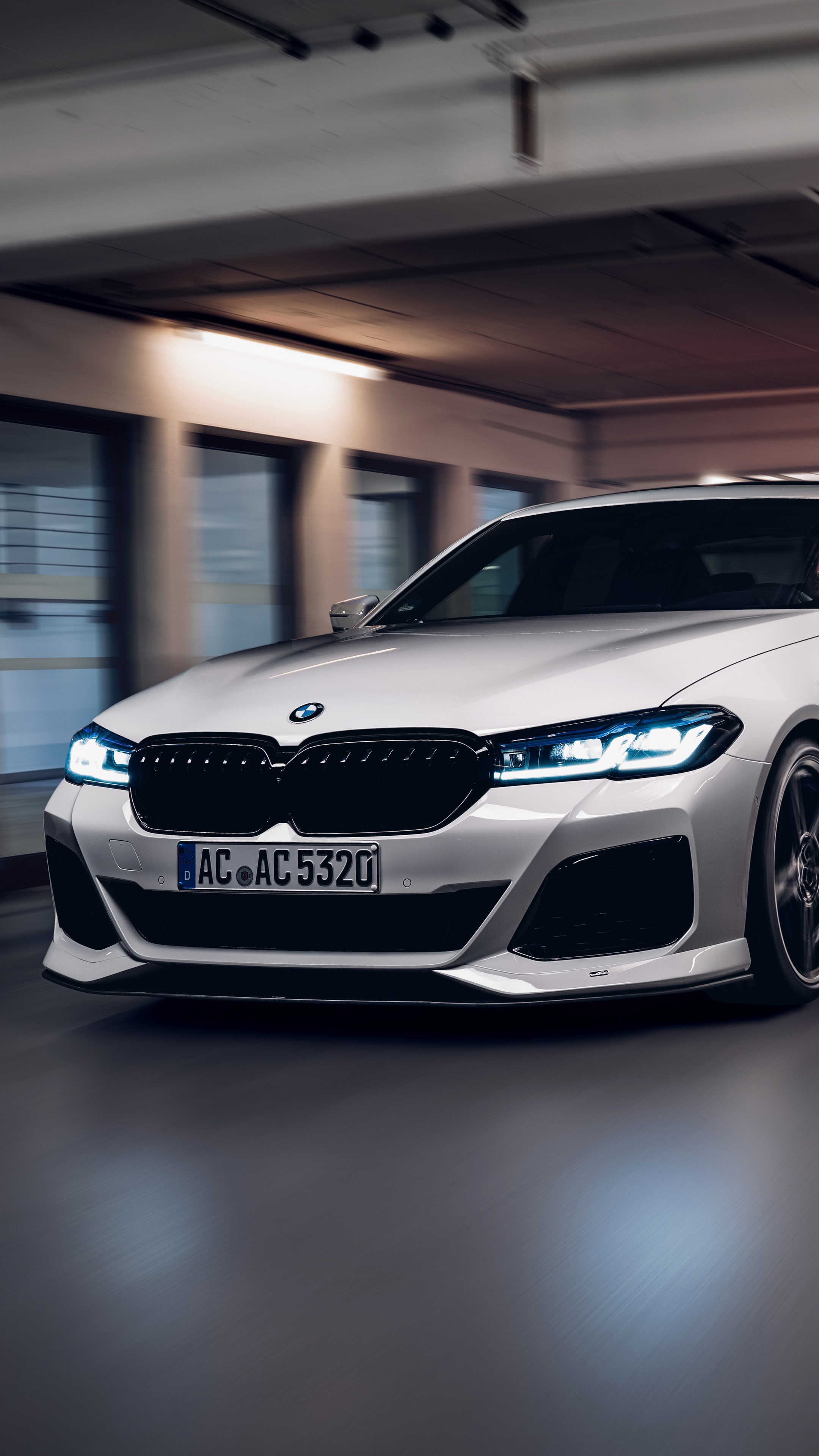 White BMW M5 with AC AC 5320 license plate HD Phone Wallpaper