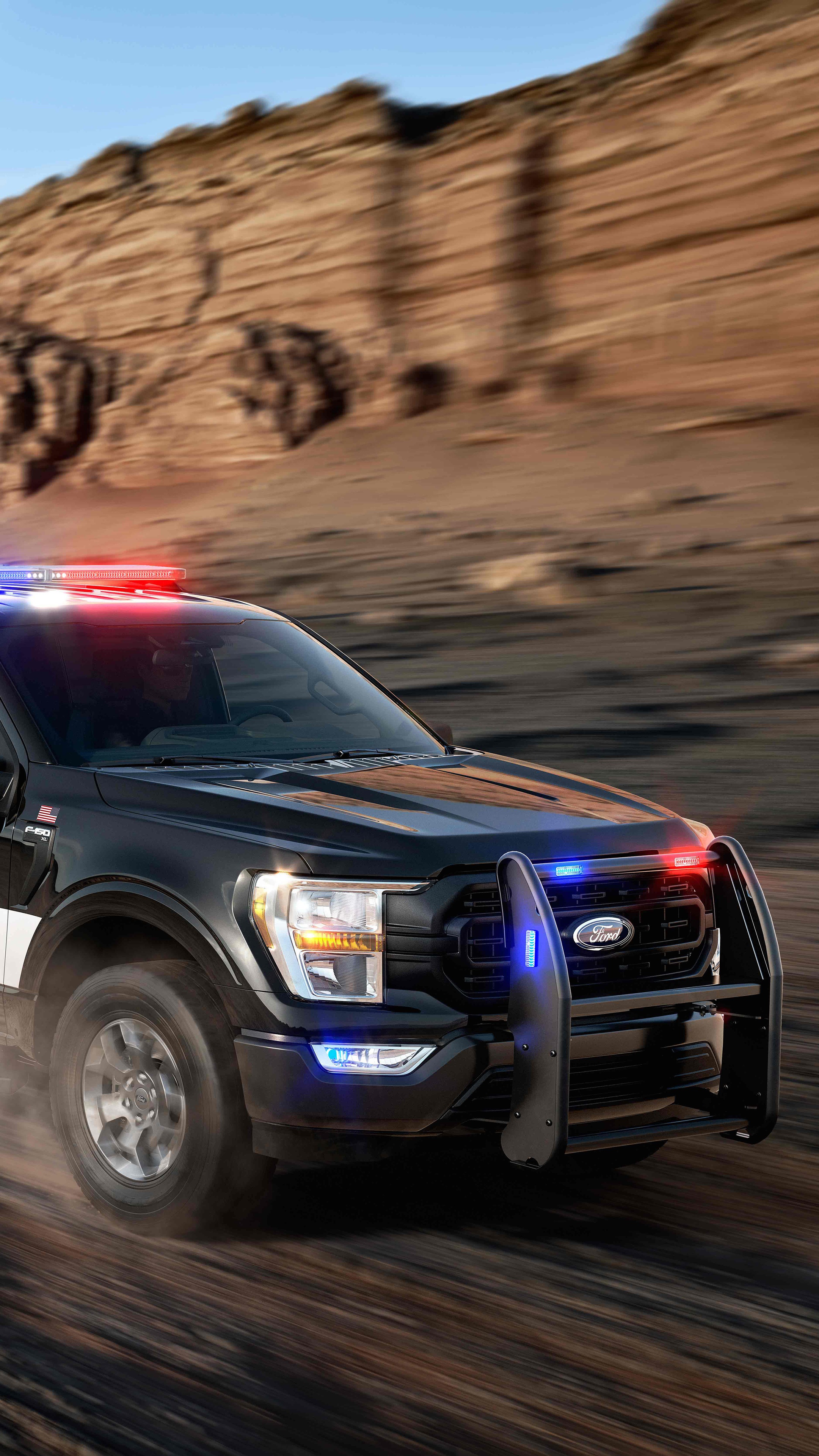 Ford F-150 Police Interceptor driving off-road HD Phone Wallpaper