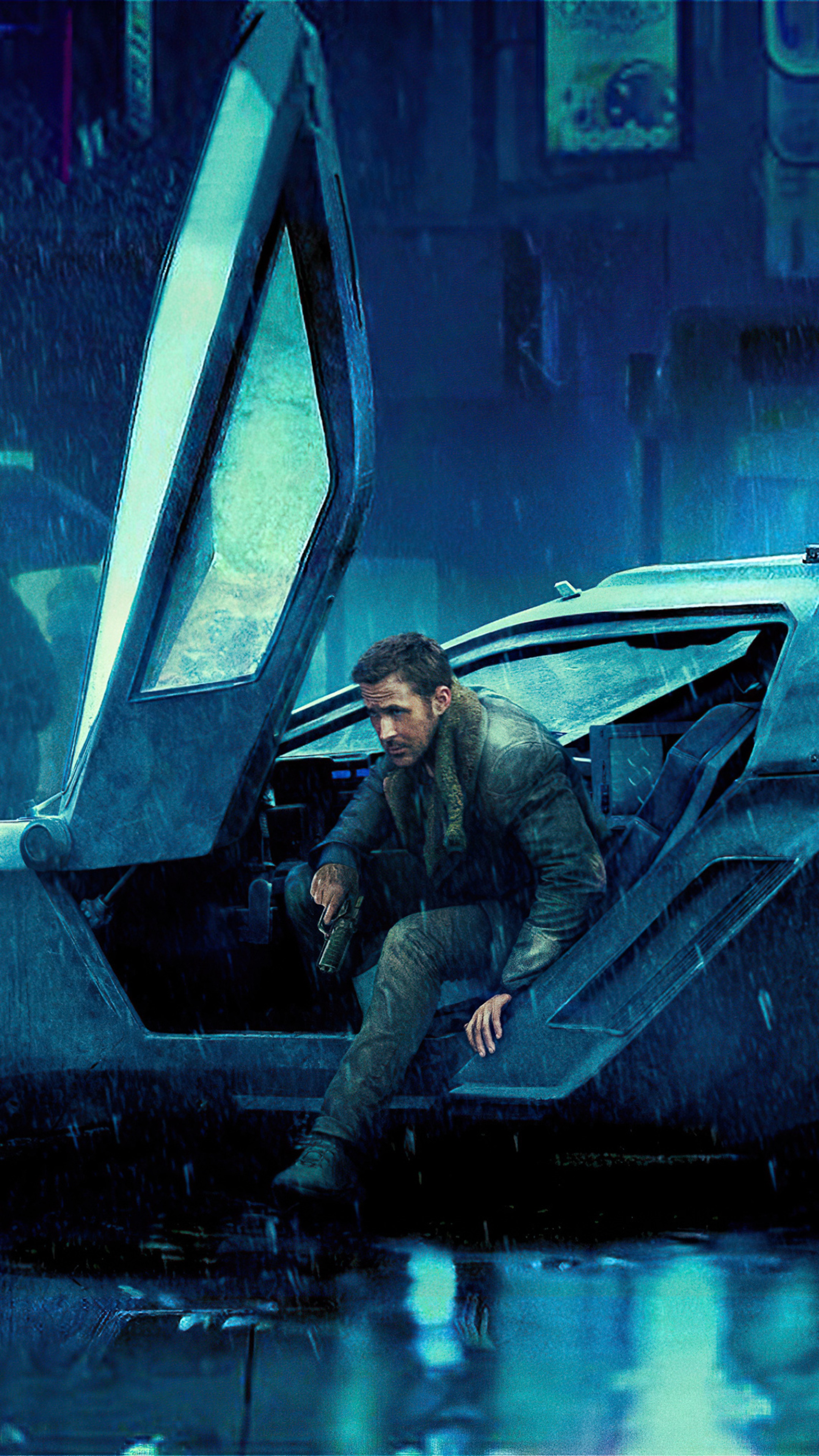 K from Blade Runner 2049 in a futuristic car HD Phone Wallpaper