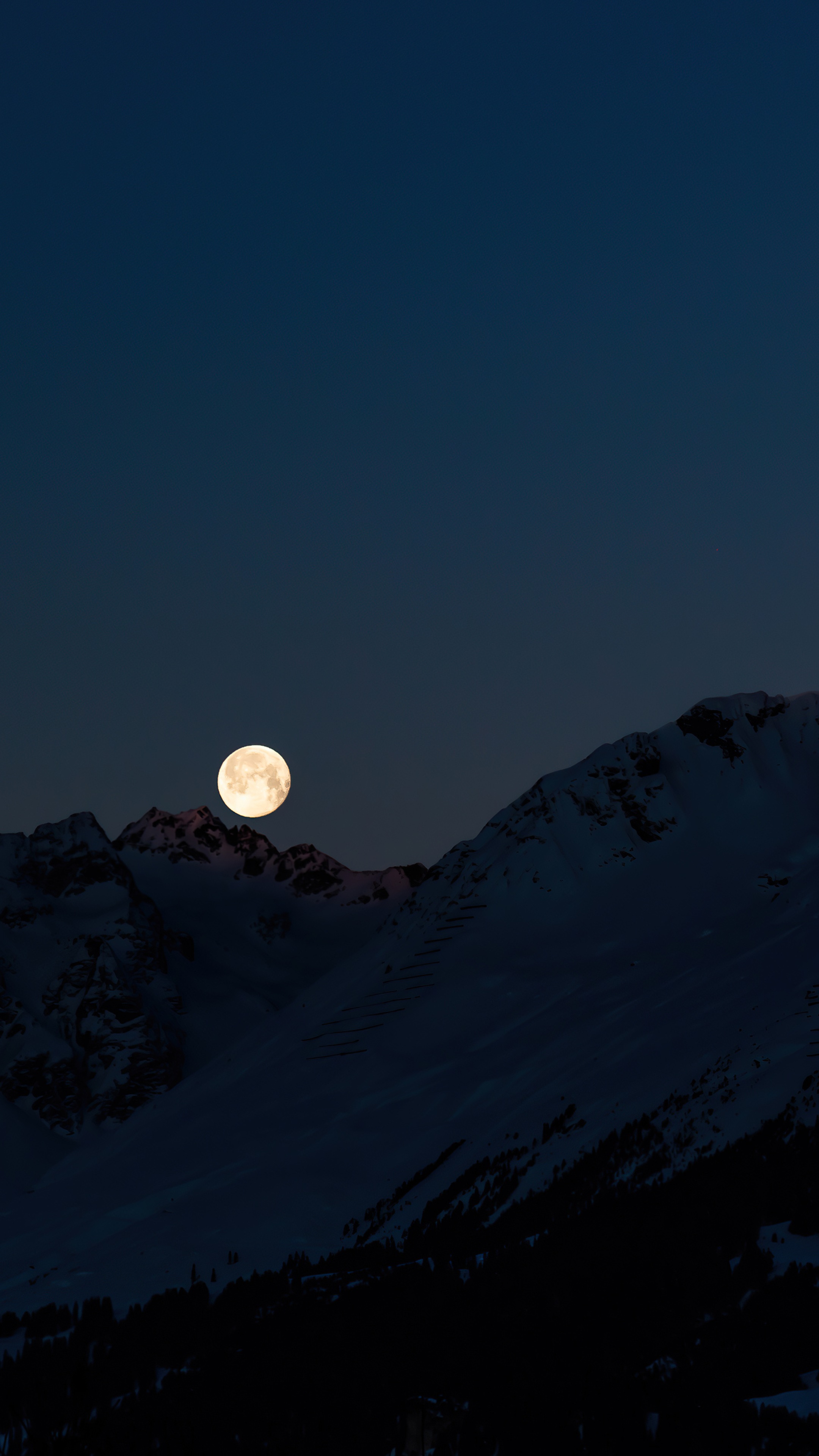 Full moon over snowy mountains HD Phone Wallpaper