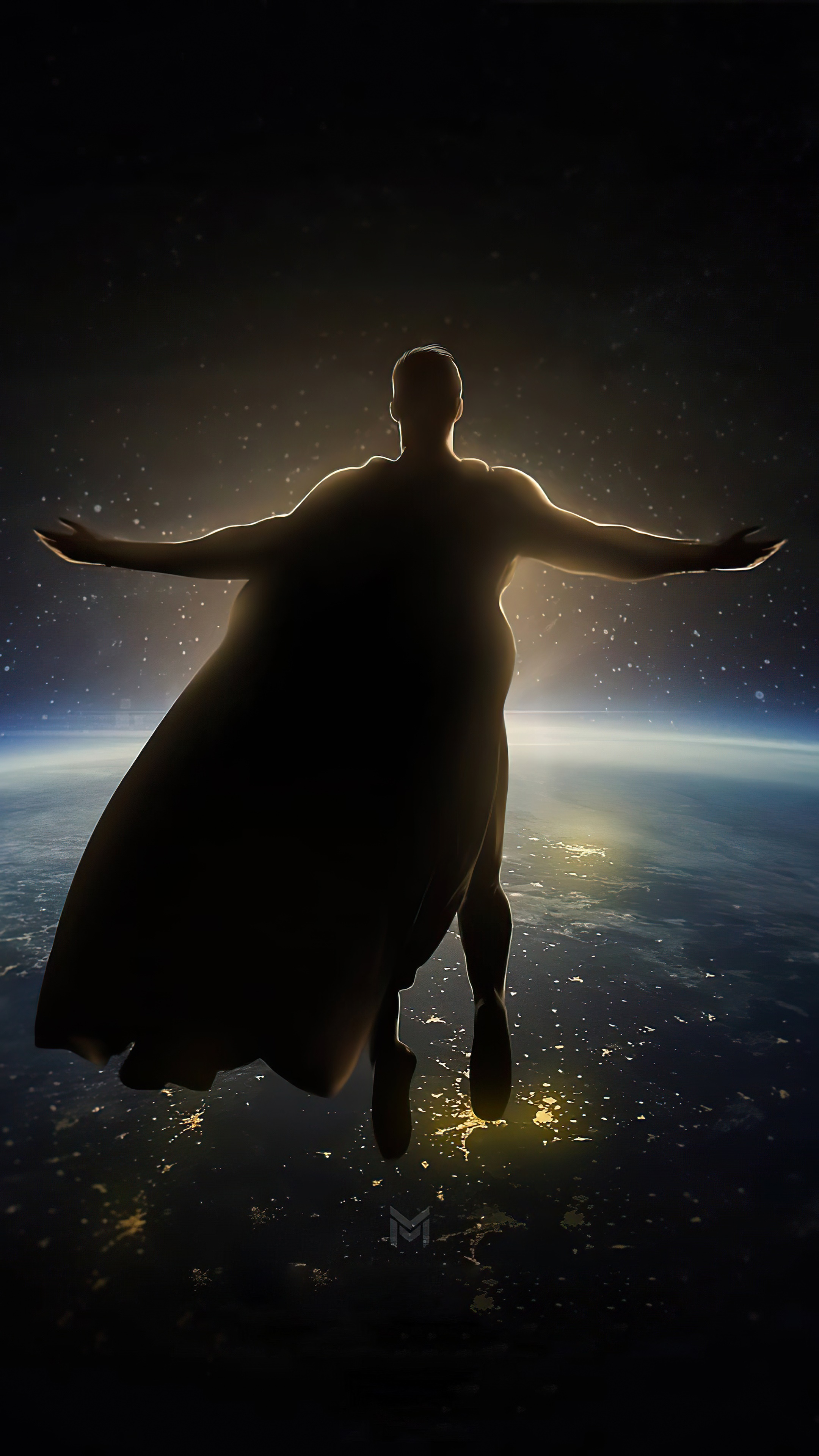Superman flying over Earth HD Phone Wallpaper