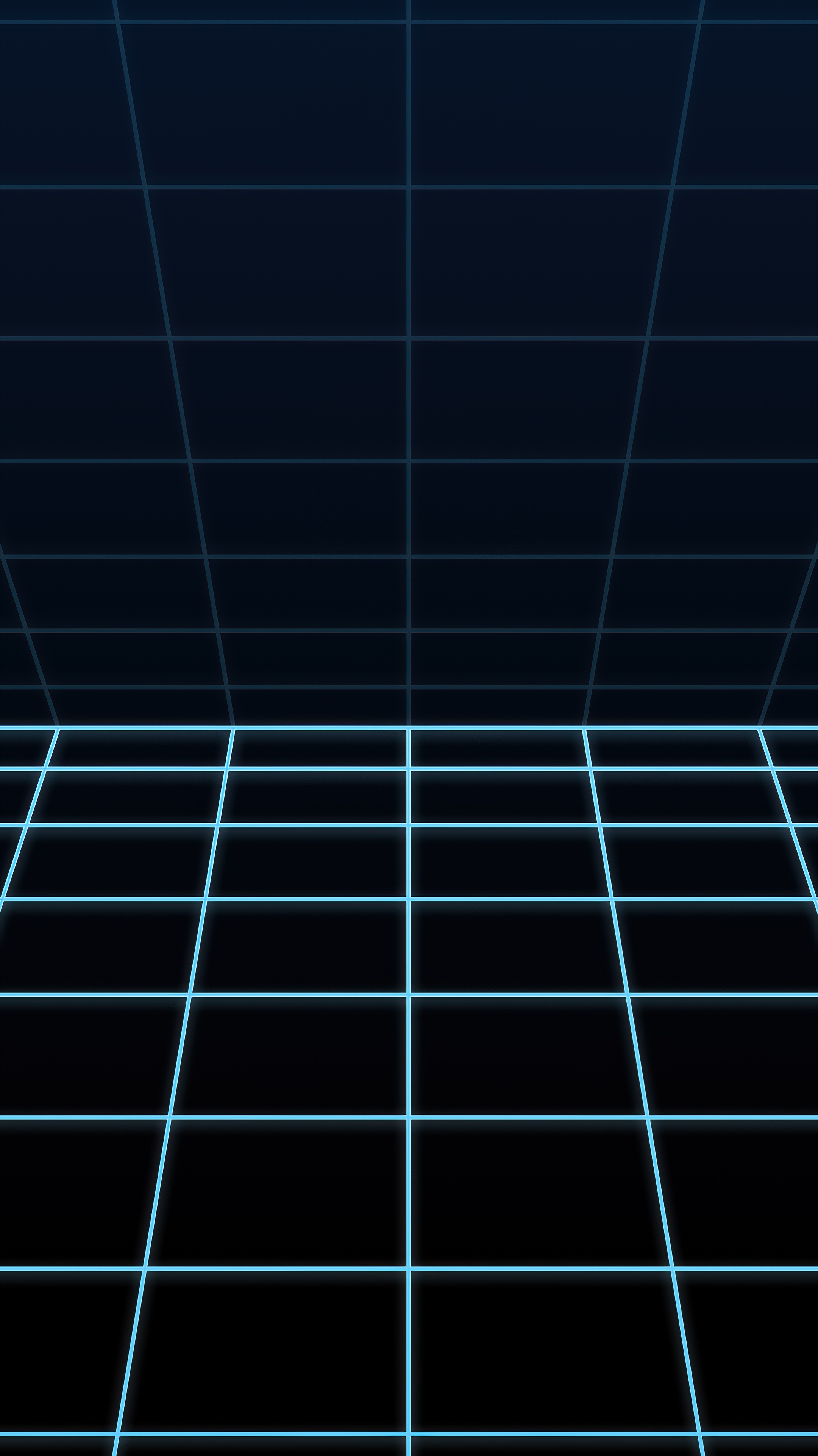 Abstract Blue Grid on Black Background HD Phone Wallpaper