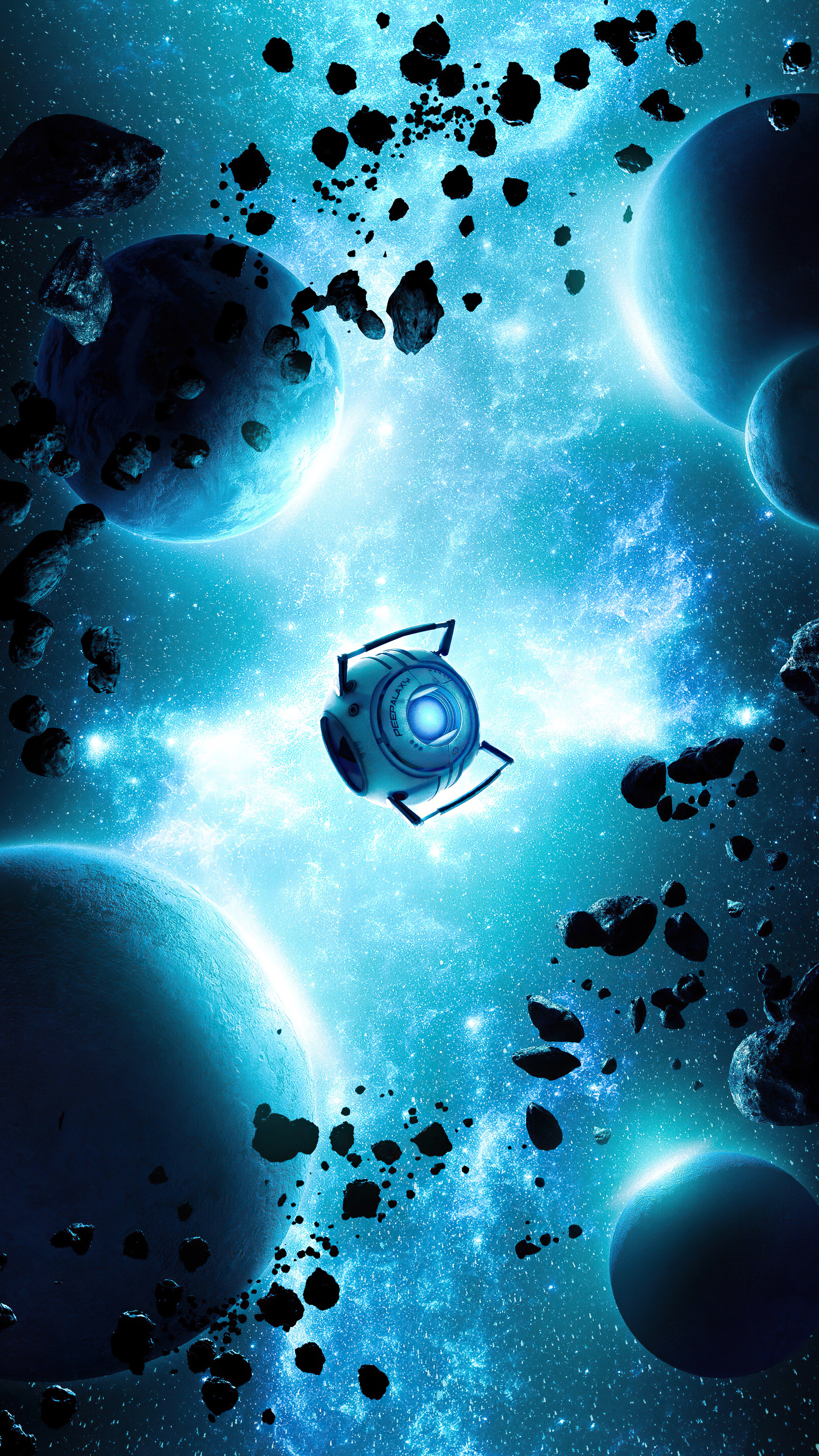 Space Portal artwork with planets and asteroids HD Phone Wallpaper