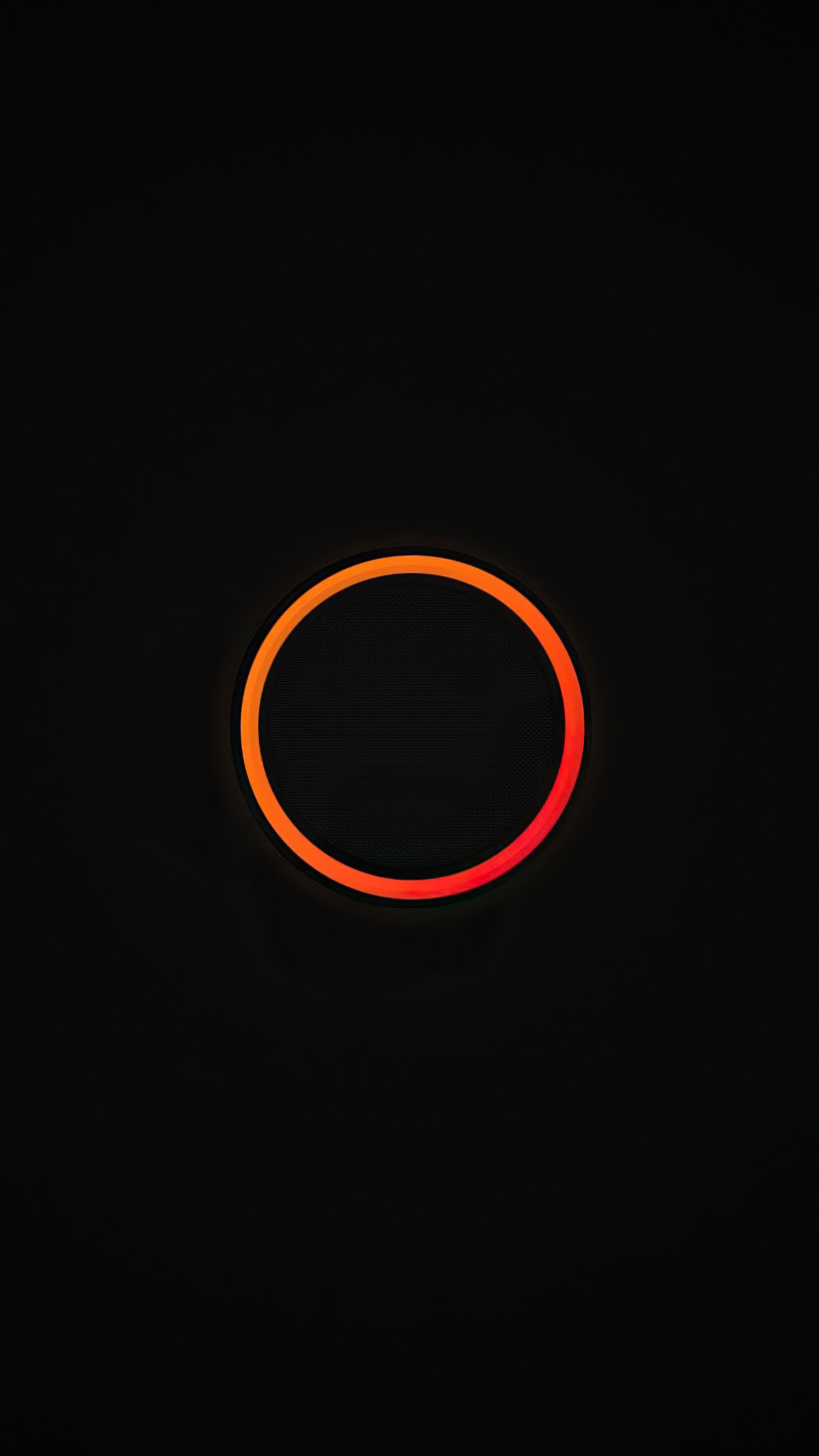 Orange and red circle on black background HD Phone Wallpaper