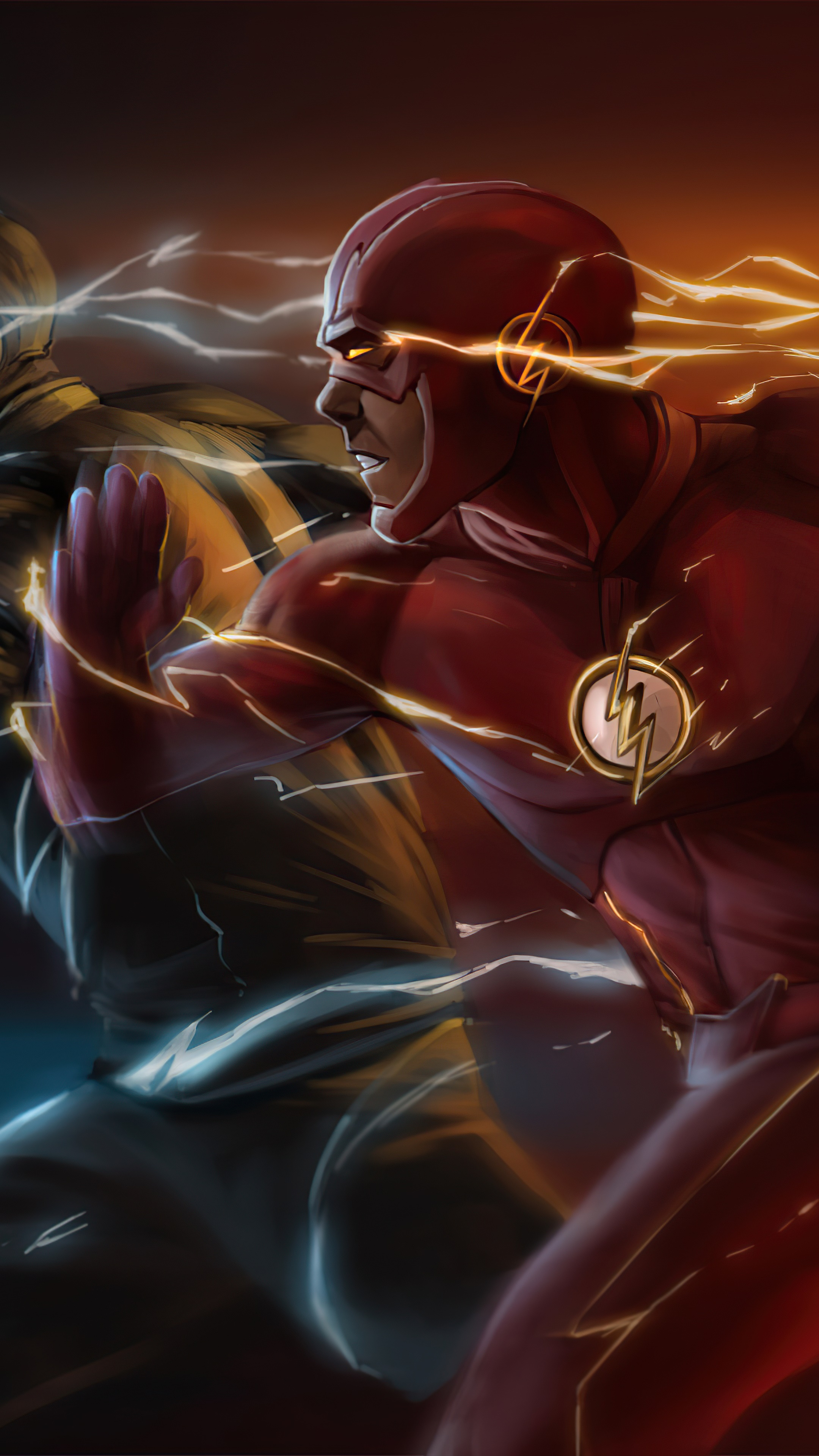 The Flash and Reverse-Flash running HD Phone Wallpaper