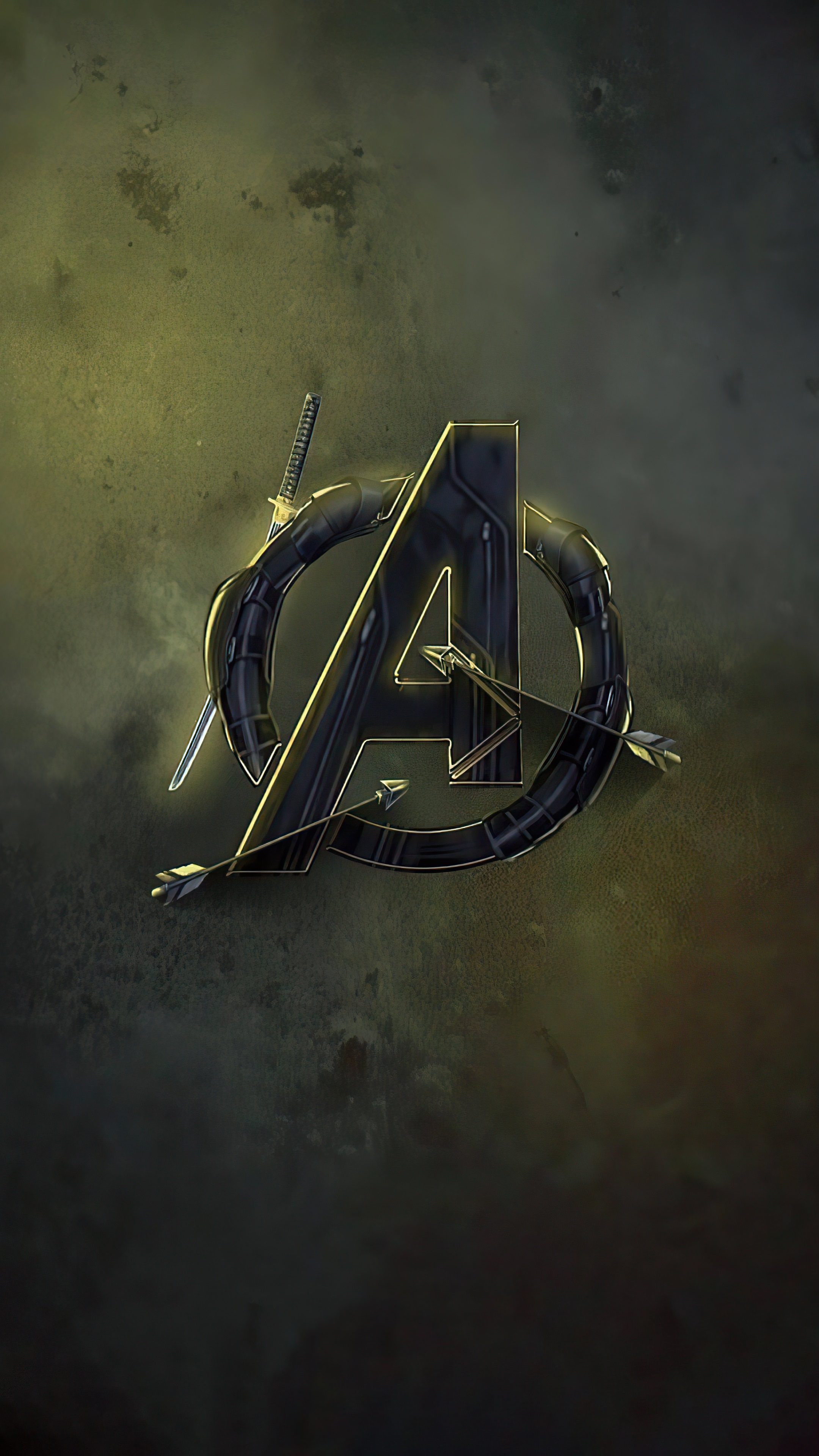 Avengers logo with arrows and sword HD Phone Wallpaper