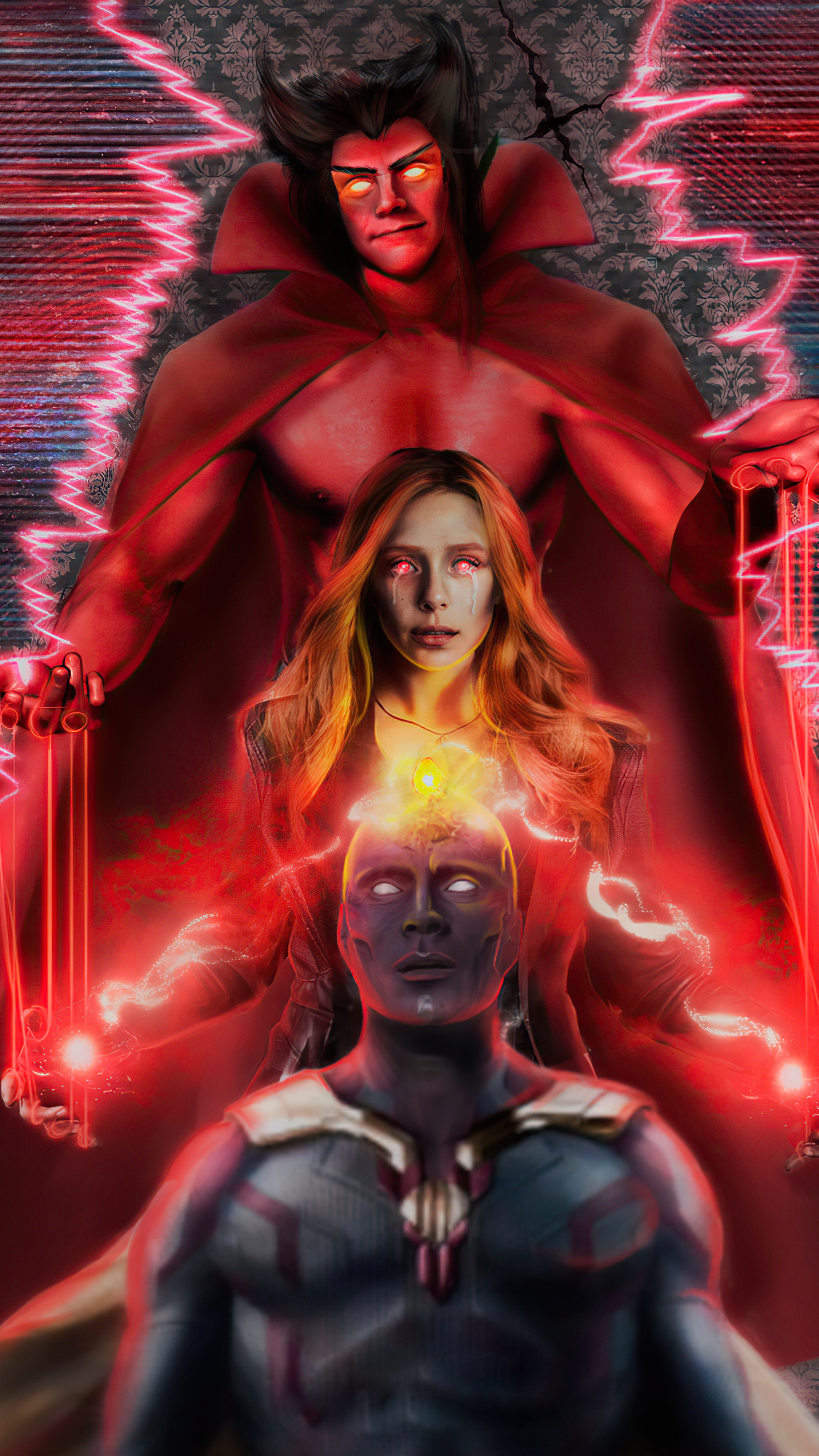 Scarlet Witch and Vision from WandaVision HD Phone Wallpaper