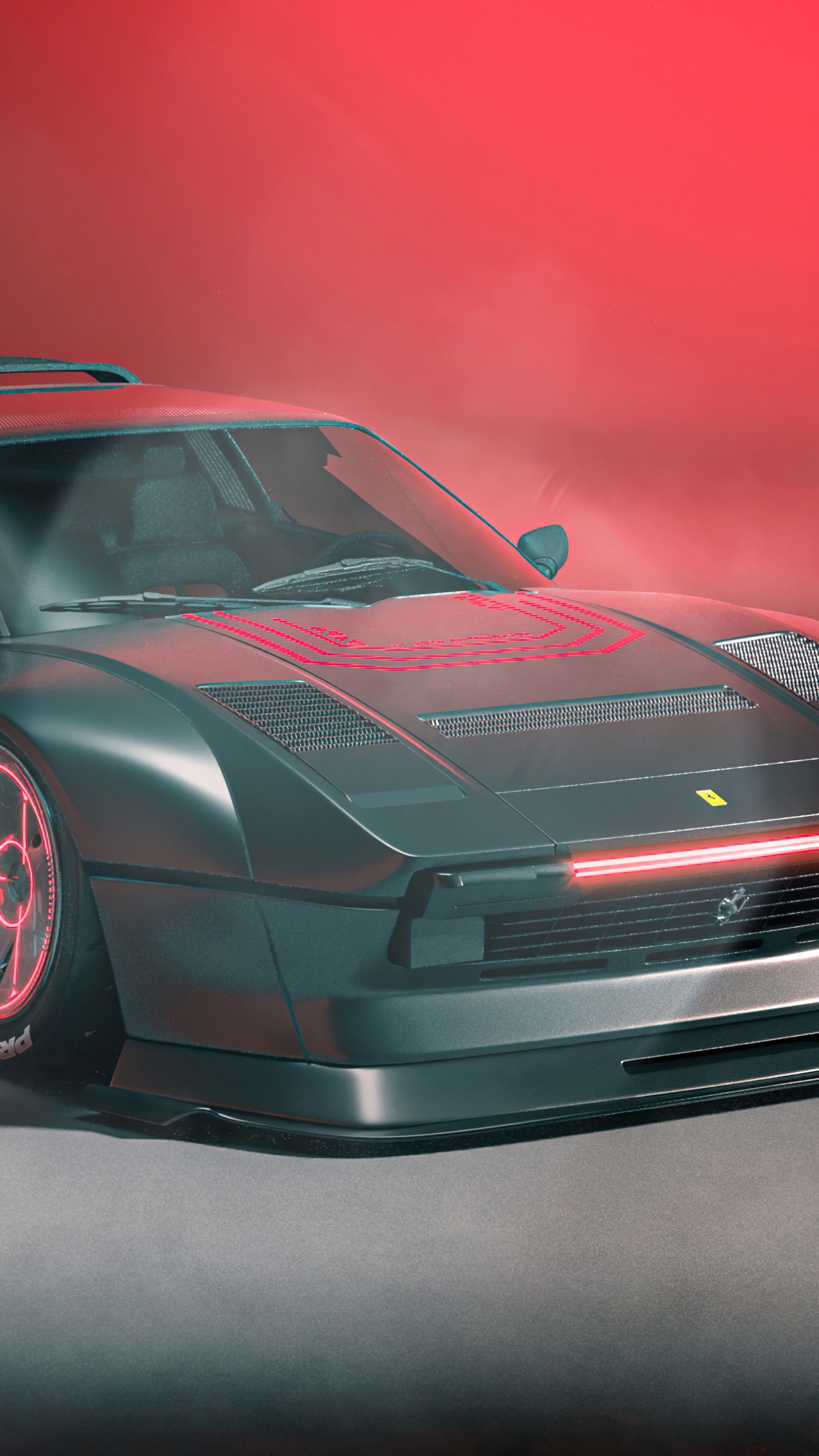 Ferrari 308 GTS car with red accents HD Phone Wallpaper