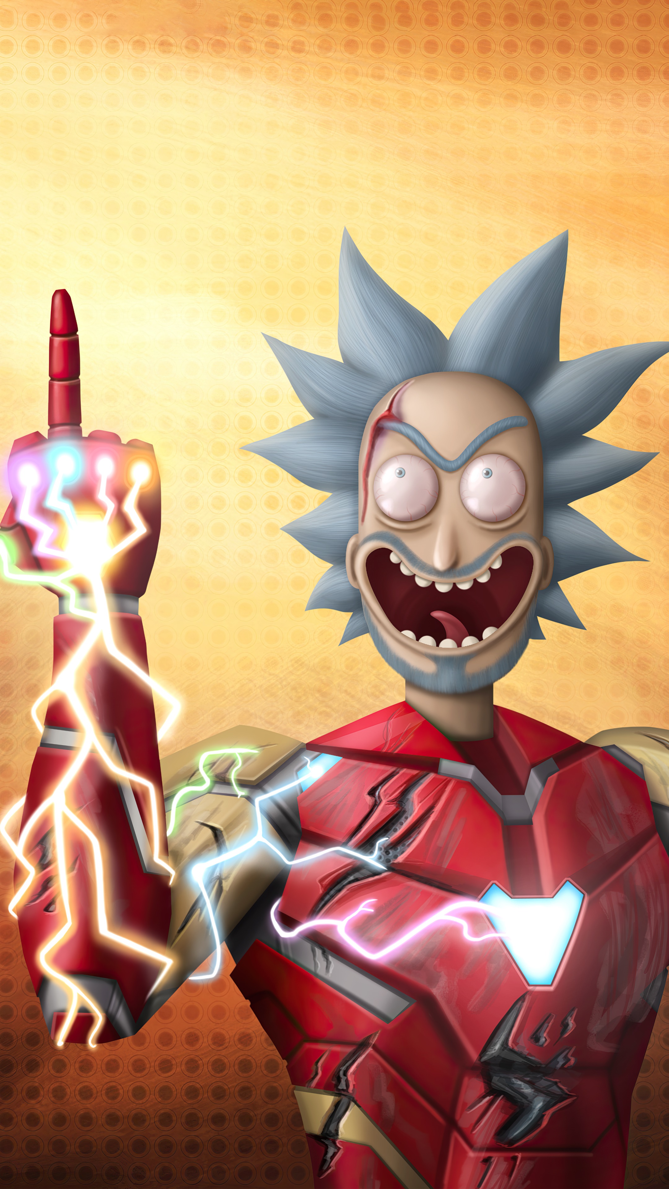 Rick Sanchez from Rick and Morty in Iron Man suit HD Phone Wallpaper