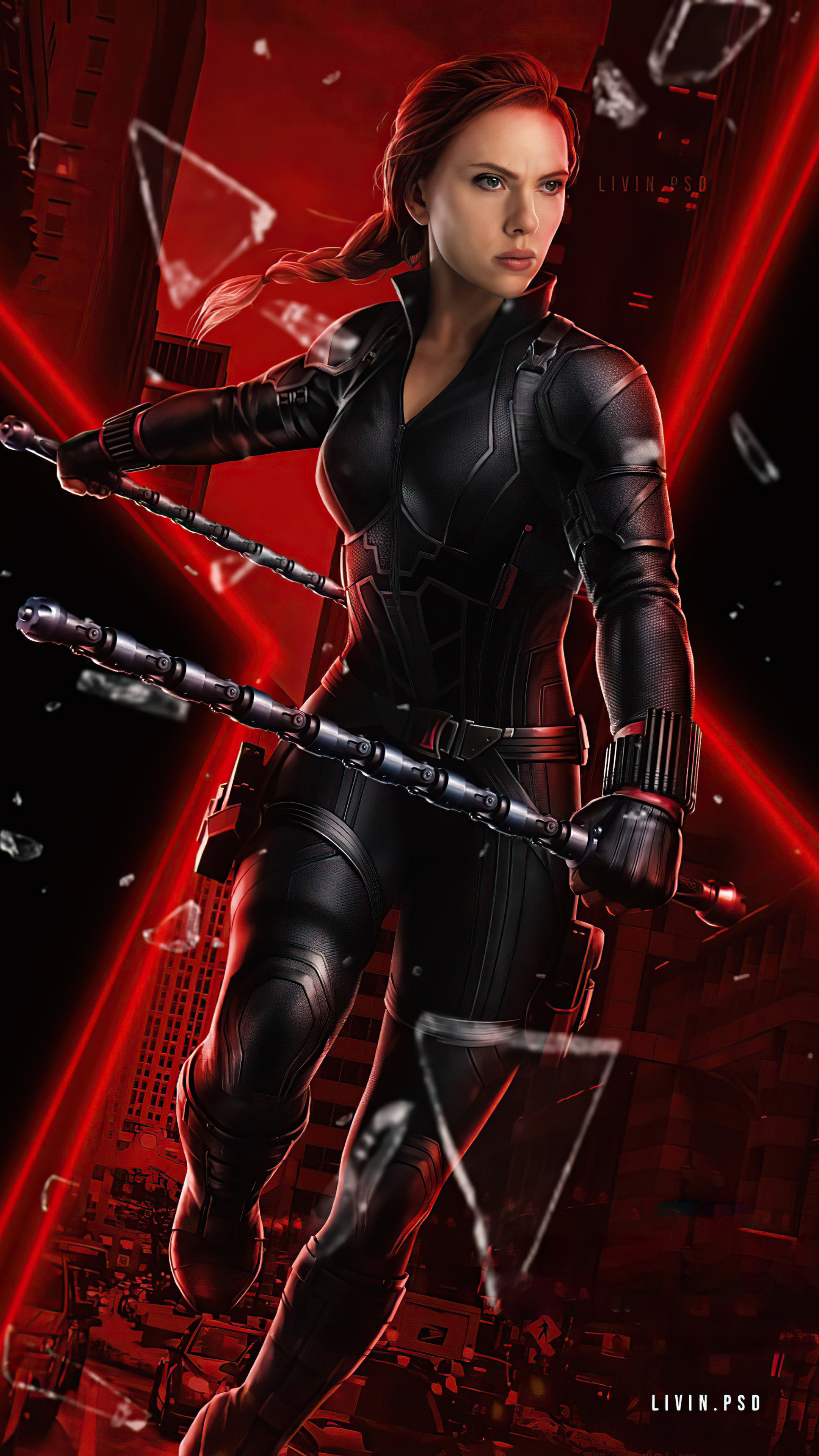 Black Widow from Marvel Artwork HD Phone Wallpaper