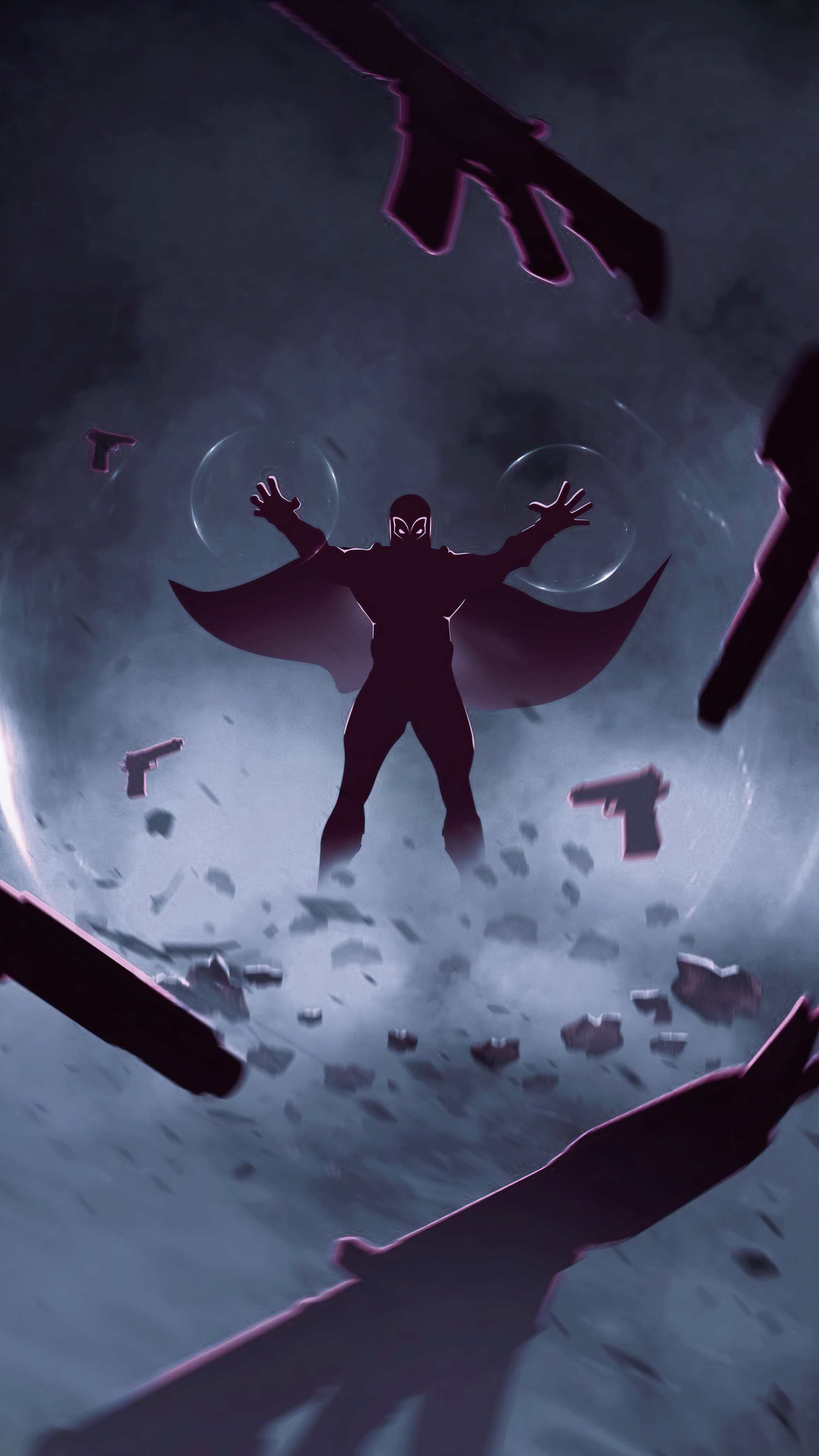 Magneto controlling guns and debris HD Phone Wallpaper