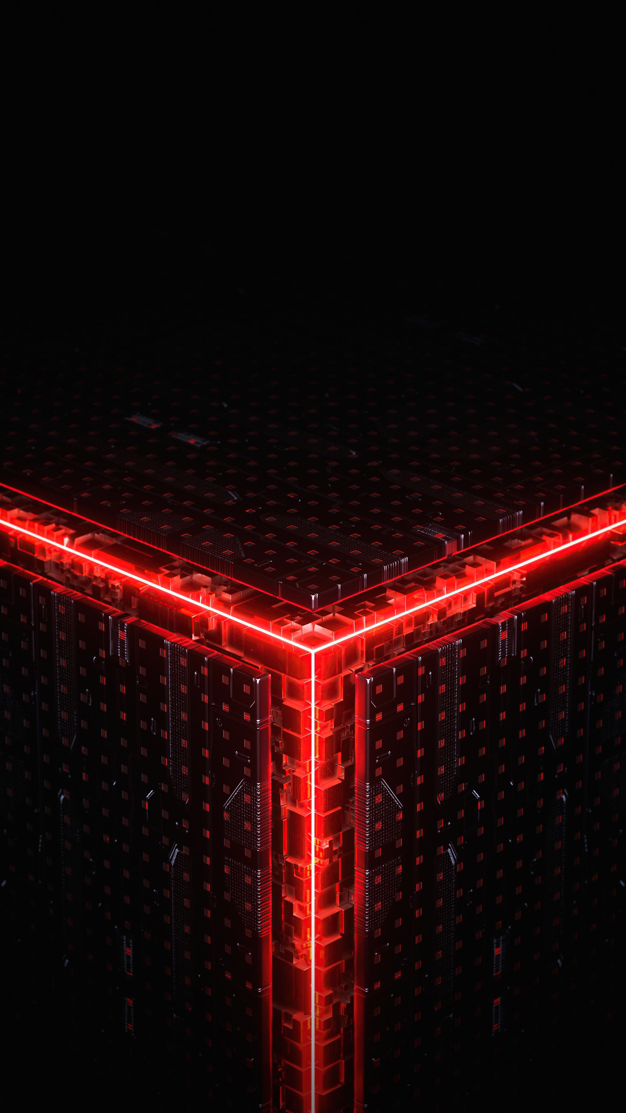Abstract digital art with red neon lines HD Phone Wallpaper