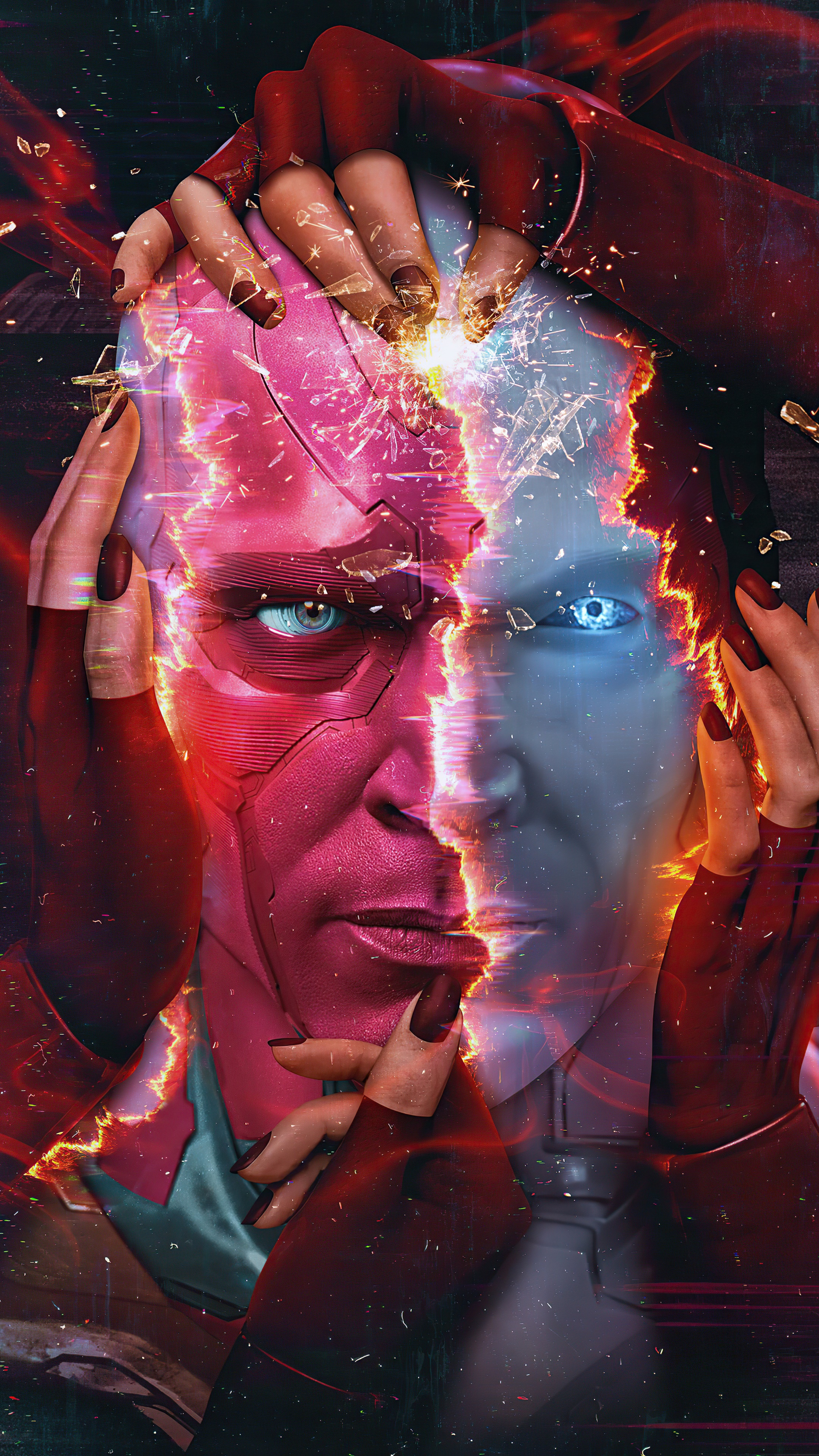 Vision and Scarlet Witch from WandaVision HD Phone Wallpaper