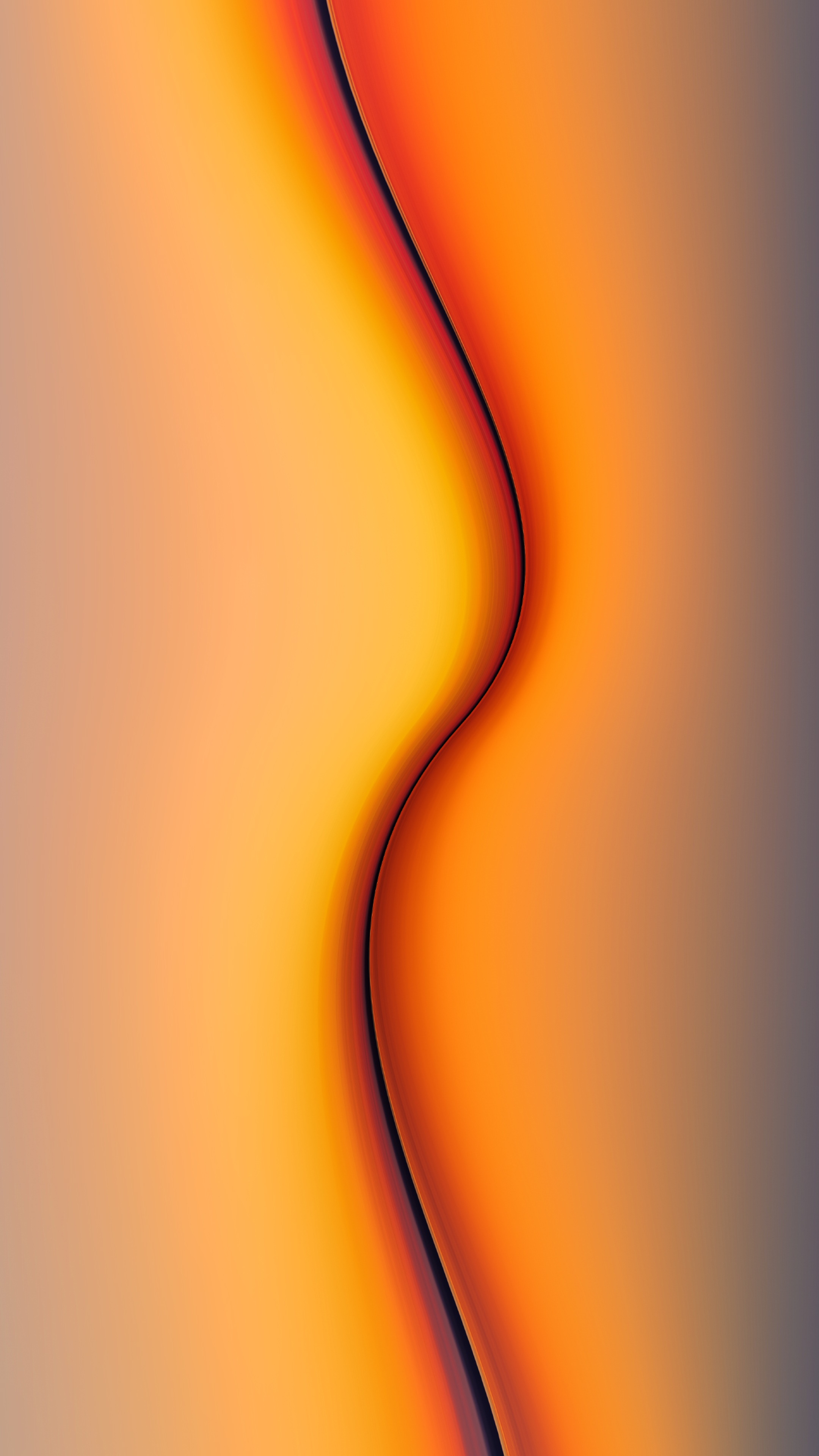 Abstract orange and purple gradient with a dark wavy line HD Phone Wallpaper