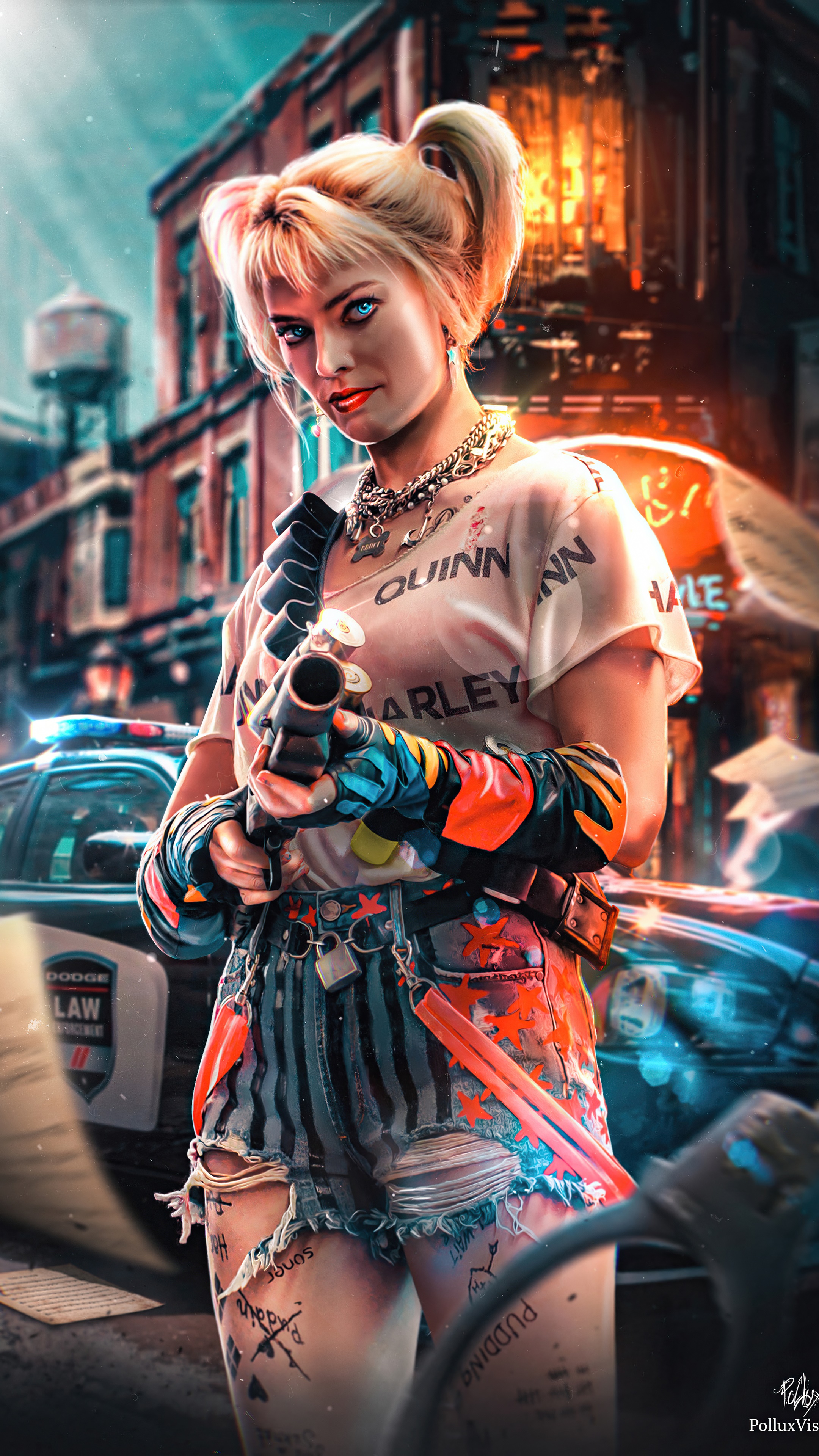 Harley Quinn with Gun HD Phone Wallpaper