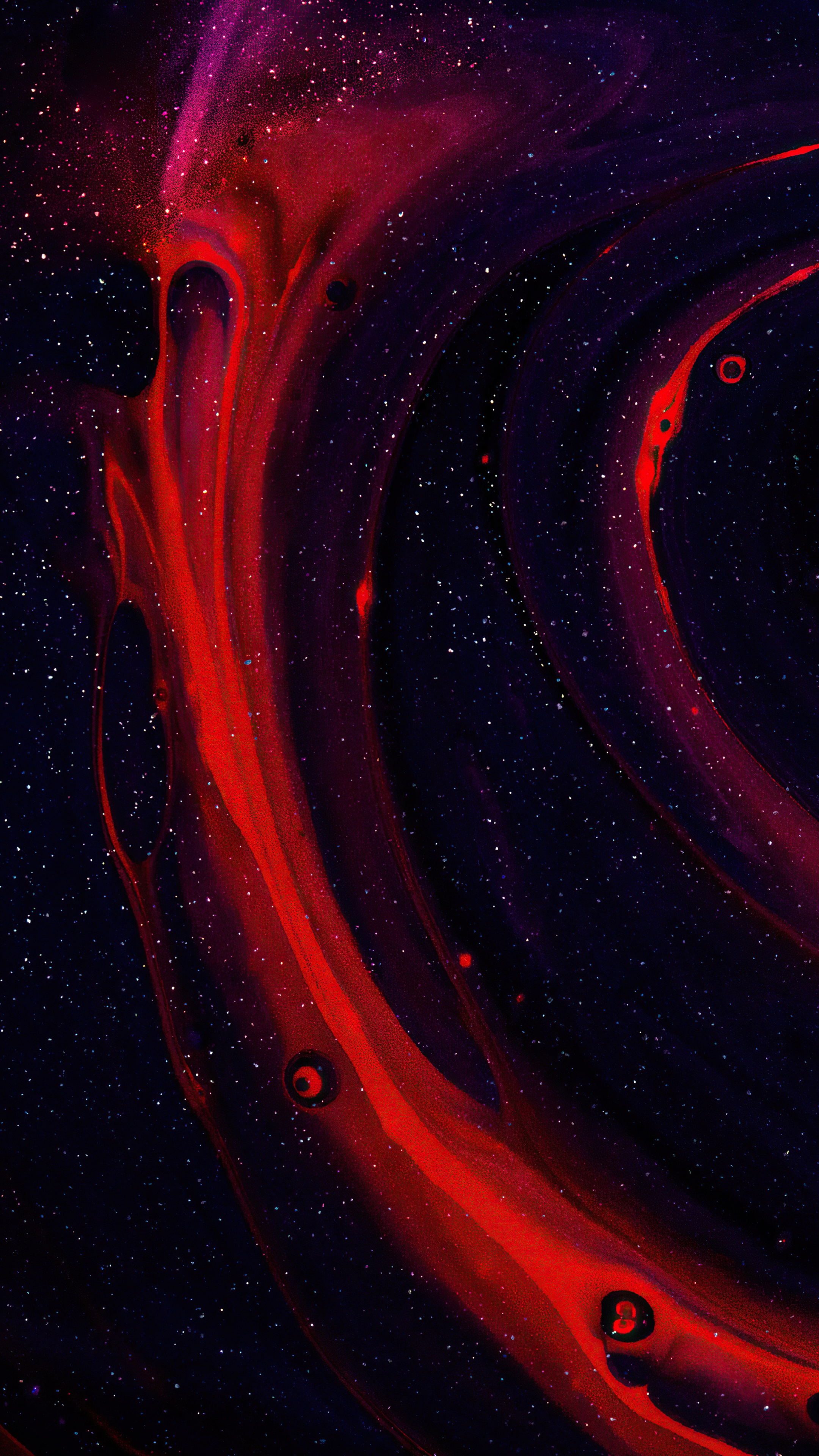 Abstract red and purple swirls with stars 4K HD Phone Wallpaper
