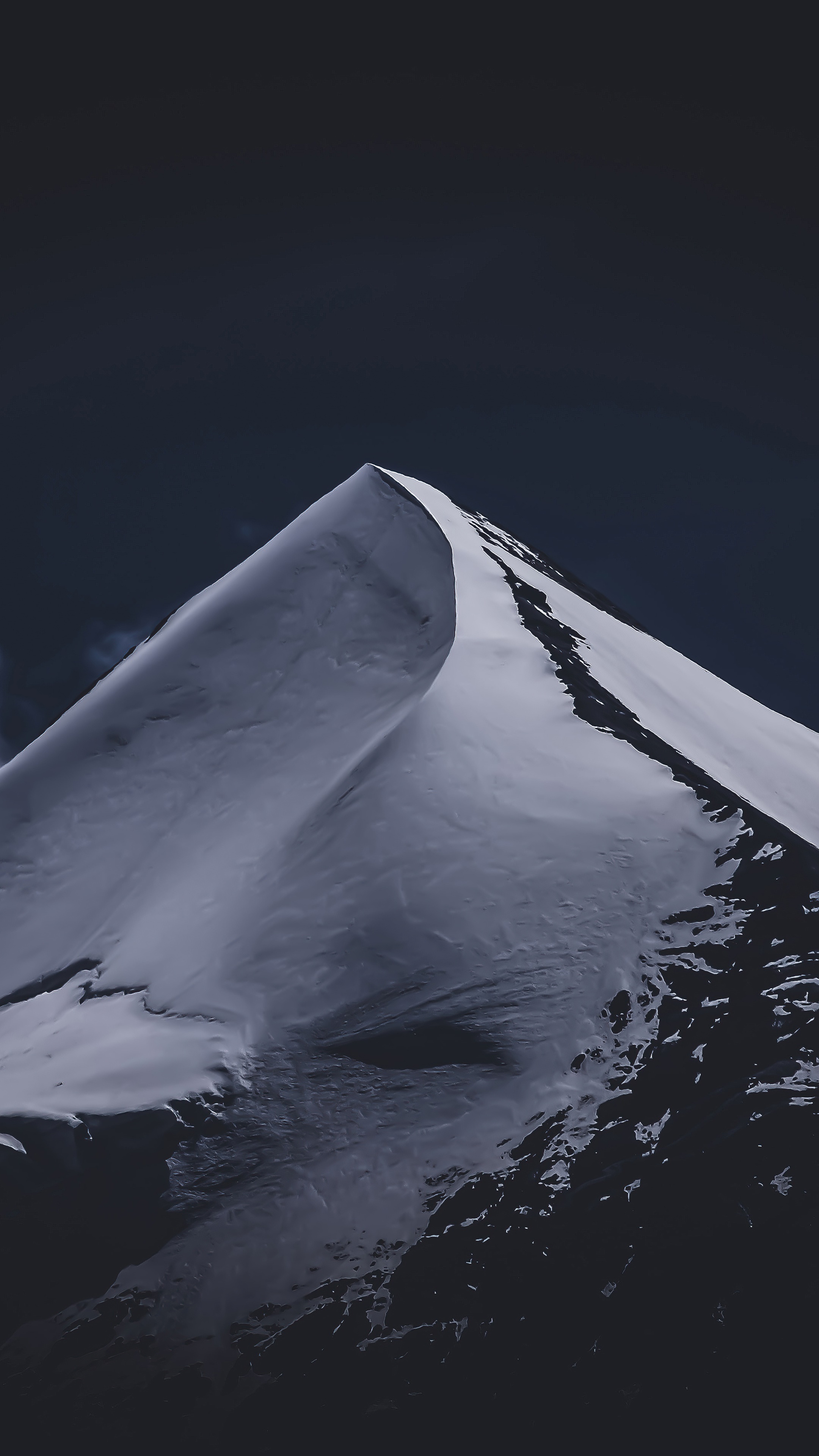 Snowy mountain peak against dark sky, 4K HD Phone Wallpaper
