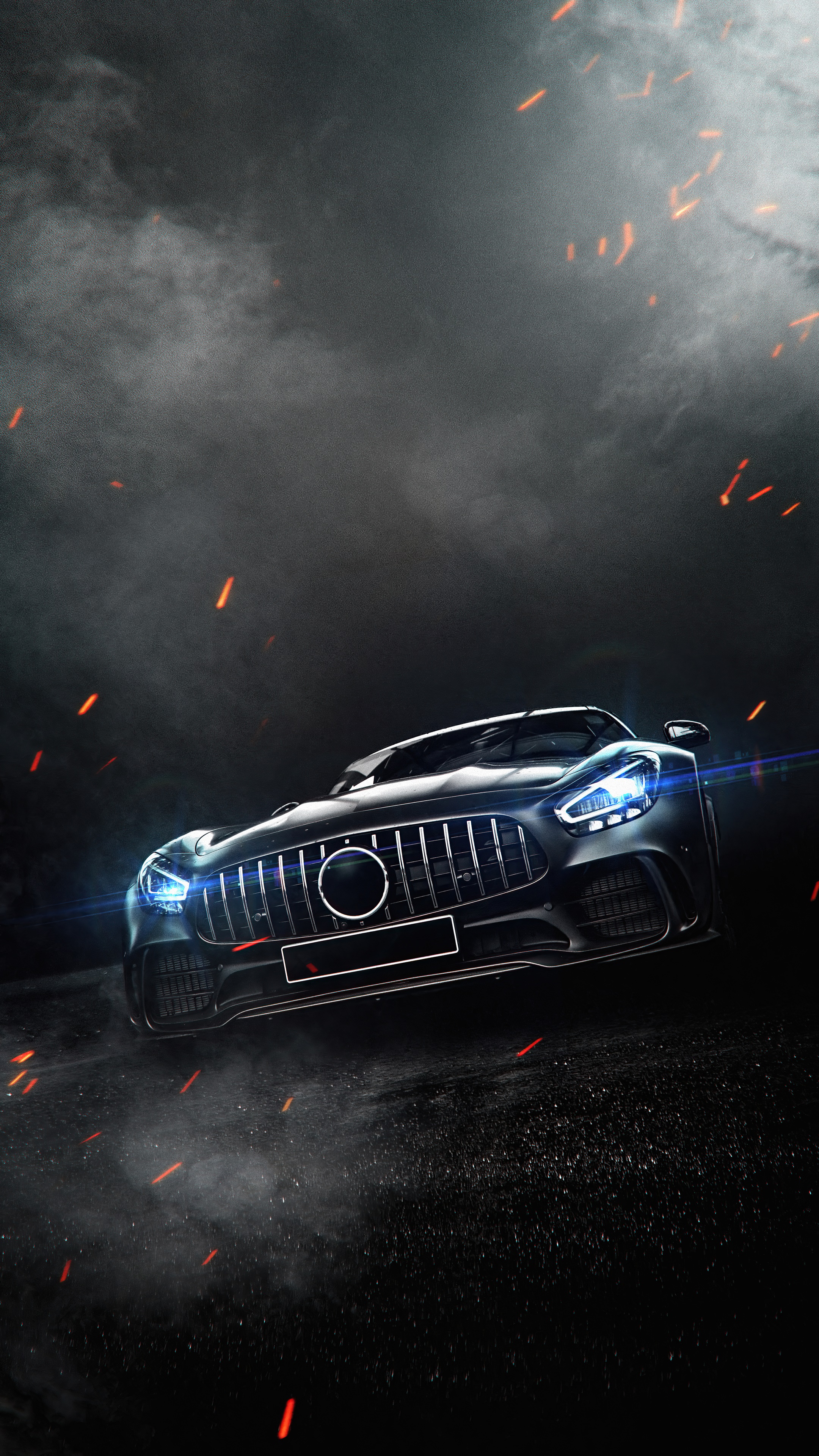 Black Mercedes AMG GTR 4K HD Phone Wallpaper