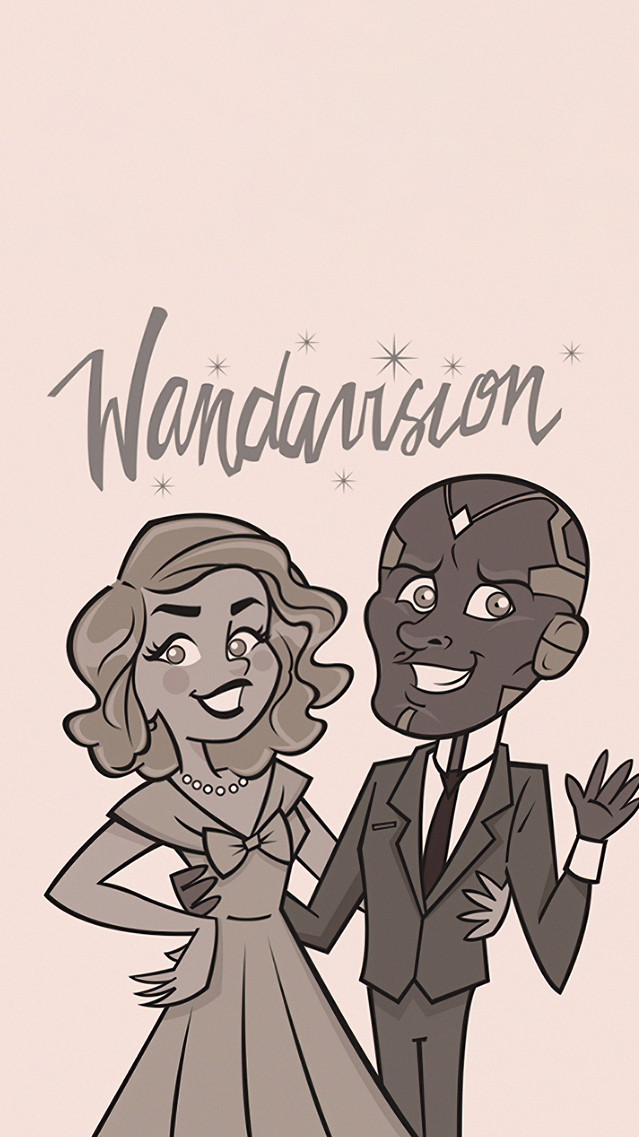 WandaVision characters Wanda and Vision HD Phone Wallpaper