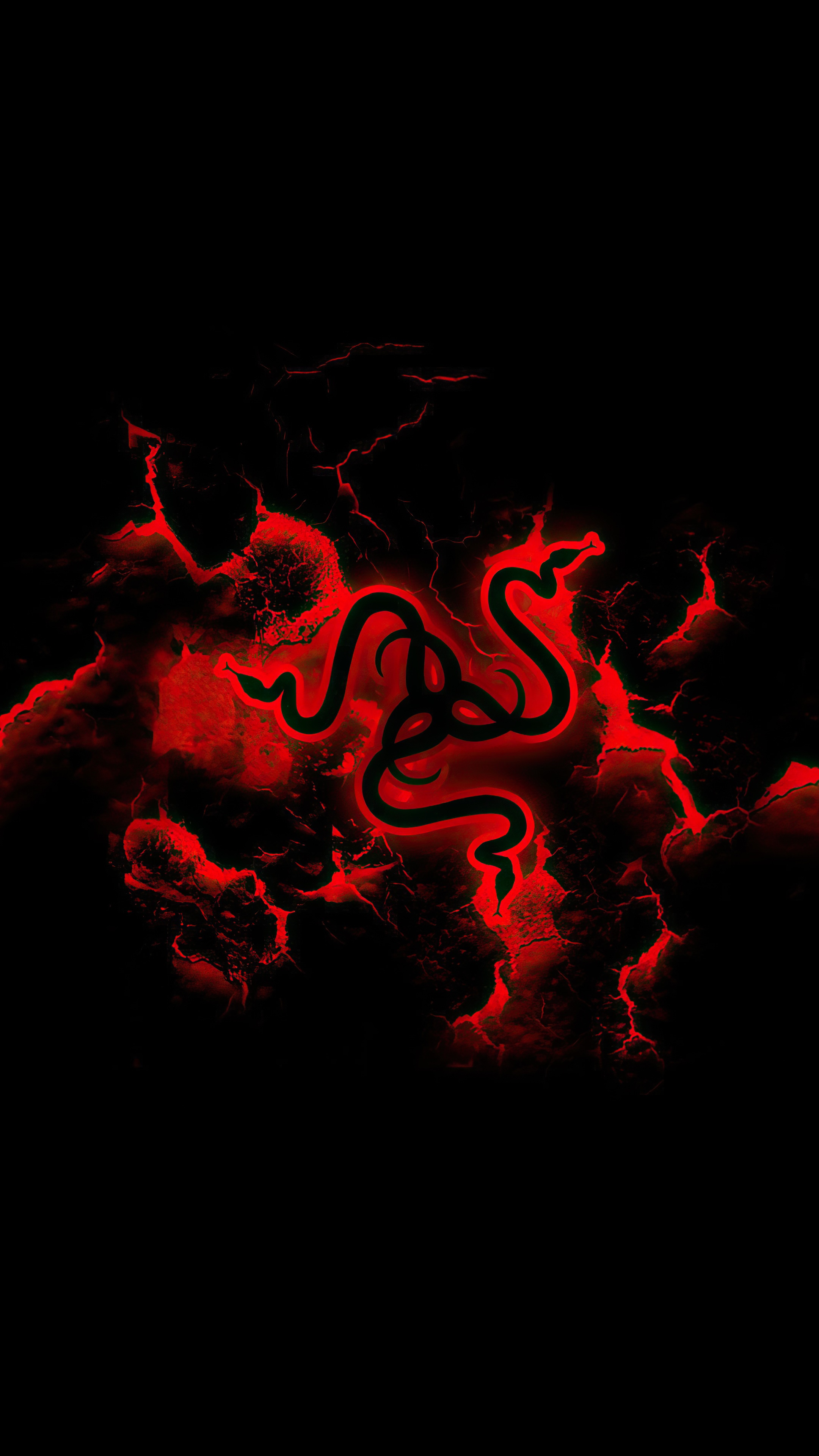 Razer logo with red lightning on black background HD Phone Wallpaper