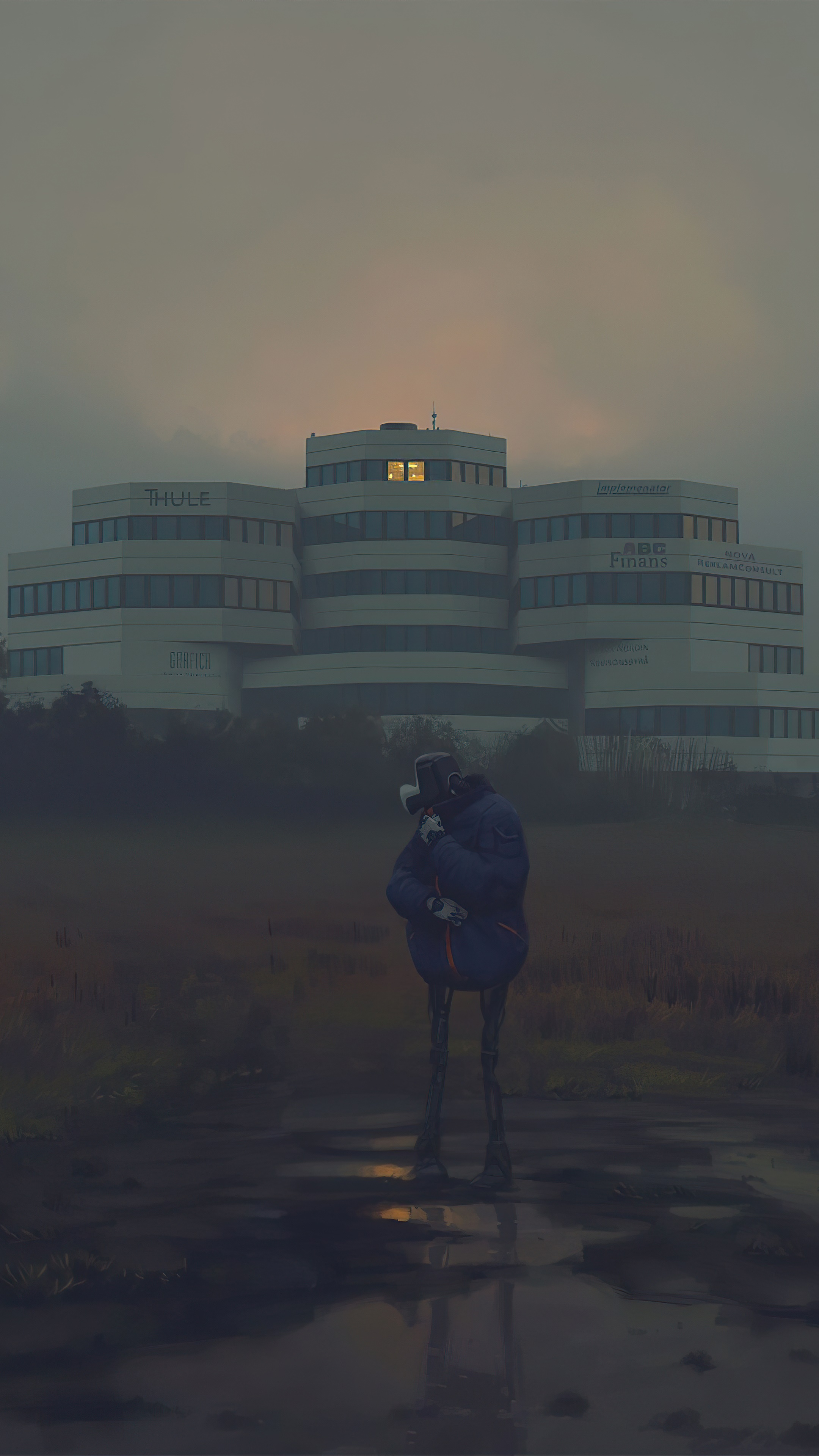 Person with camera in front of Thule building HD Phone Wallpaper