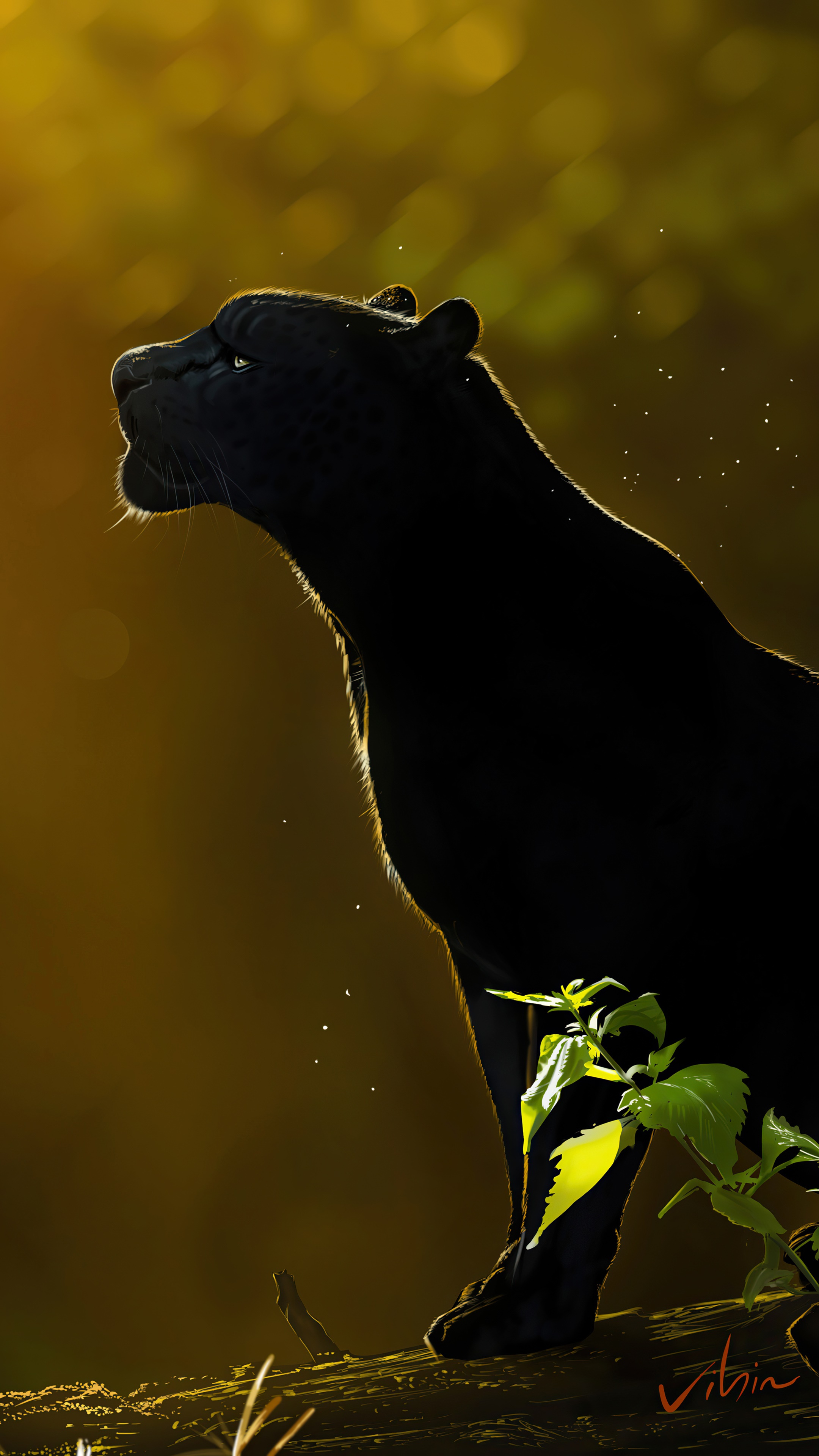 Black Panther artwork by Vibin HD Phone Wallpaper