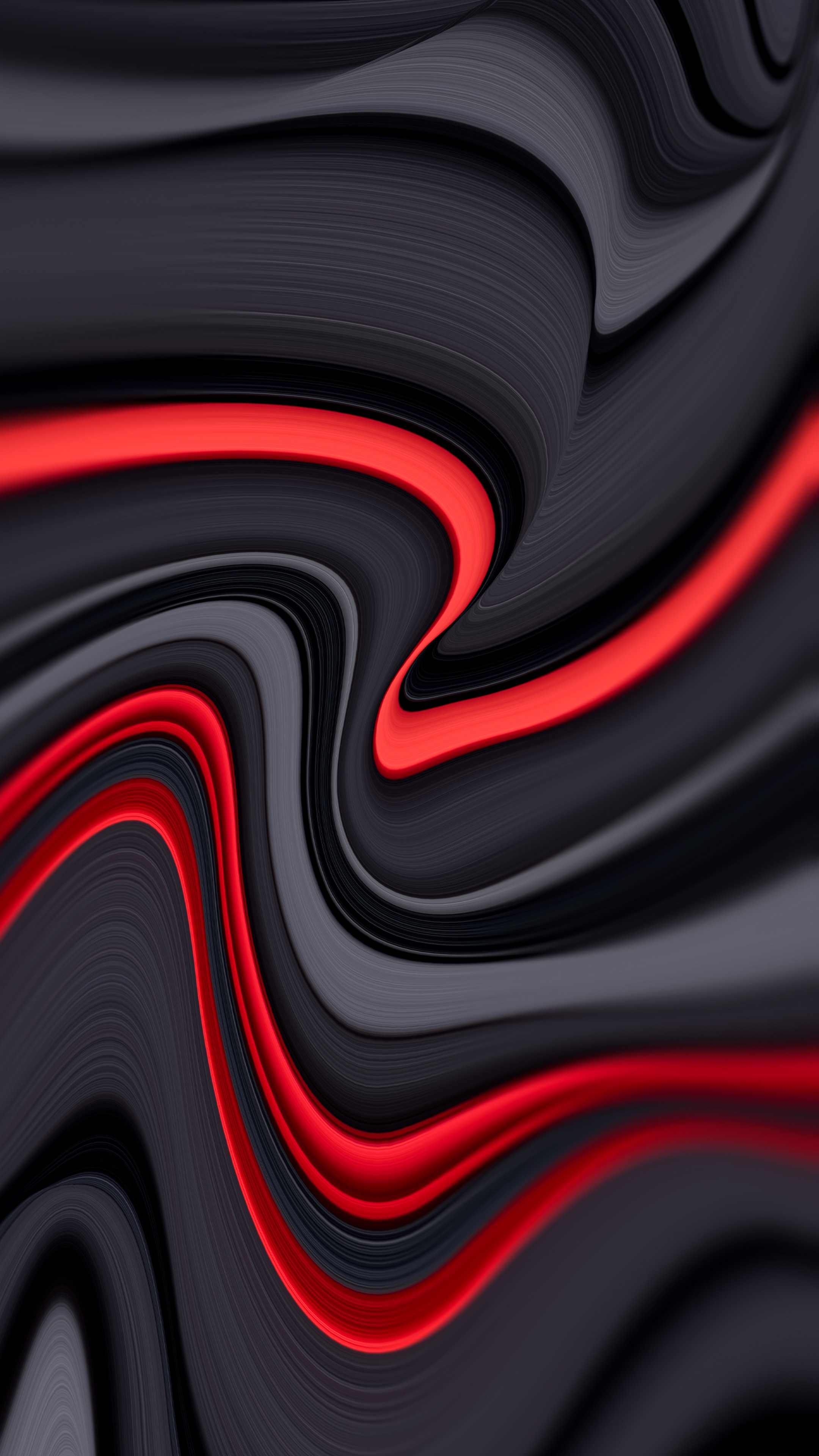 Abstract digital art with red and gray waves HD Phone Wallpaper