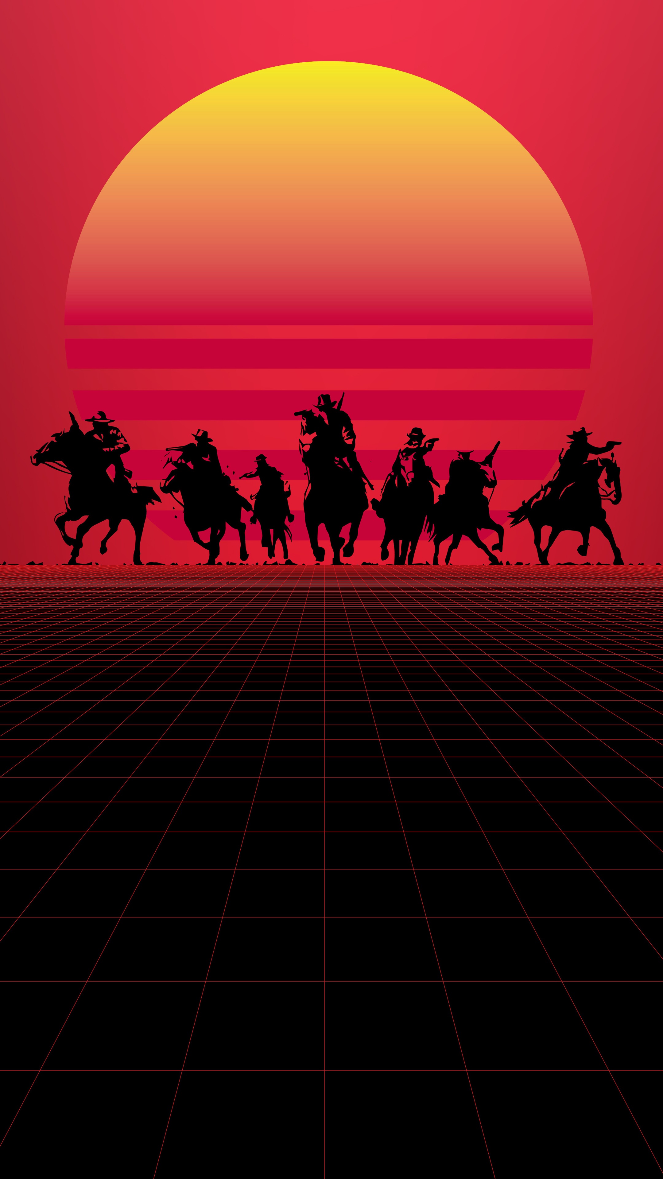 Red Dead Redemption 2 minimalist silhouette art HD Phone Wallpaper