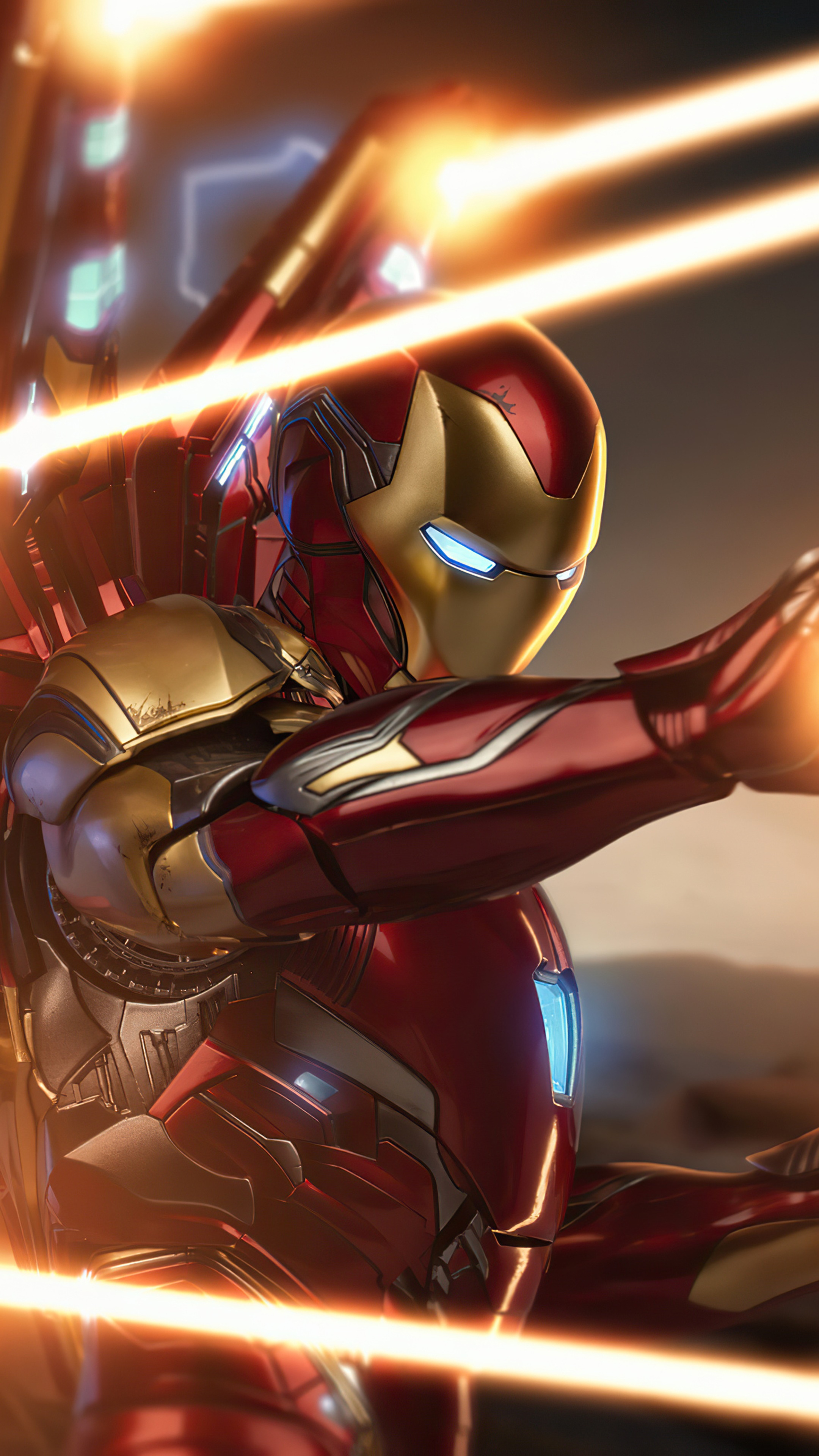 Iron Man in action with energy beams HD Phone Wallpaper