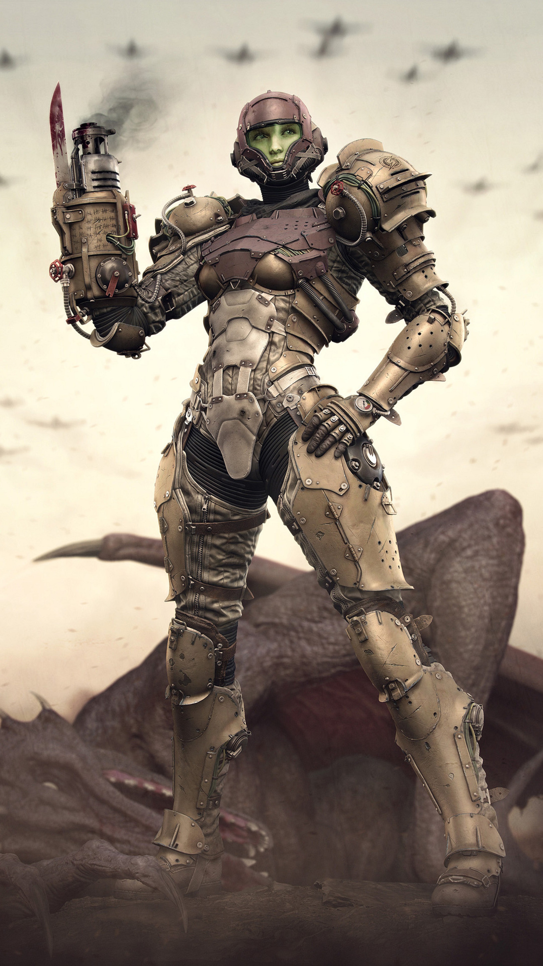 Samus Aran from Metroid in steampunk armor HD Phone Wallpaper