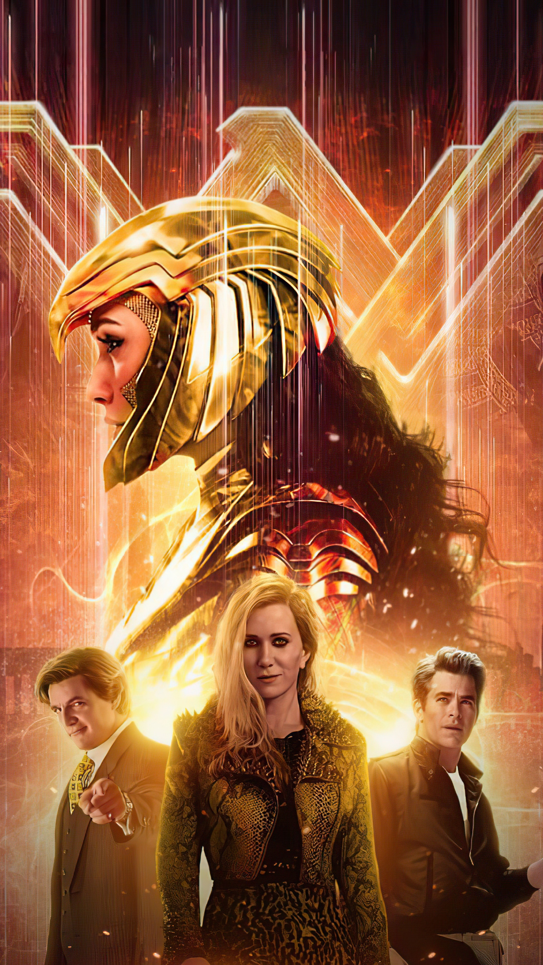 Wonder Woman 1984 with Gal Gadot, Kristen Wiig, and Chris Pine HD Phone Wallpaper