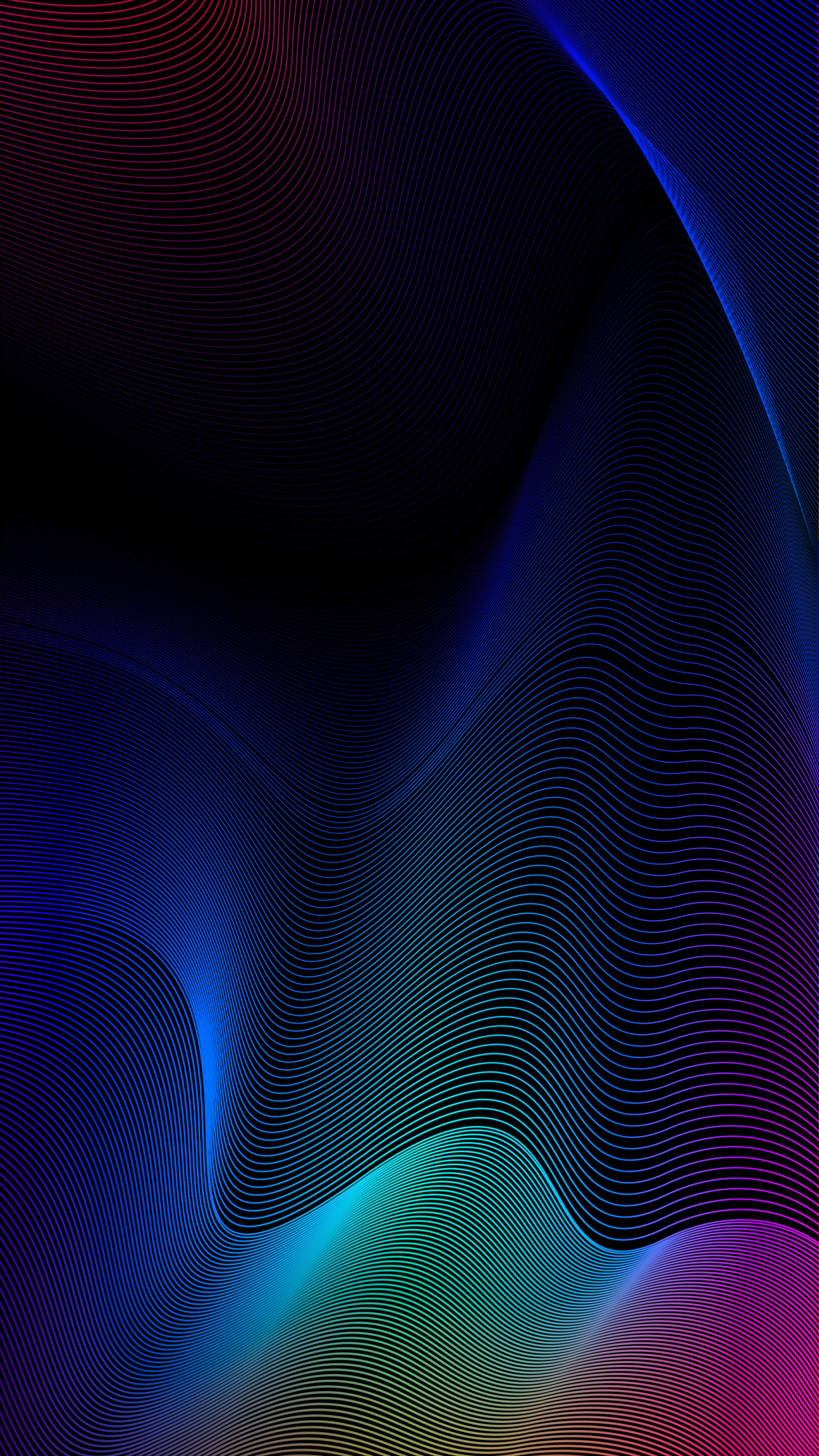 Abstract digital art with colorful wavy lines HD Phone Wallpaper