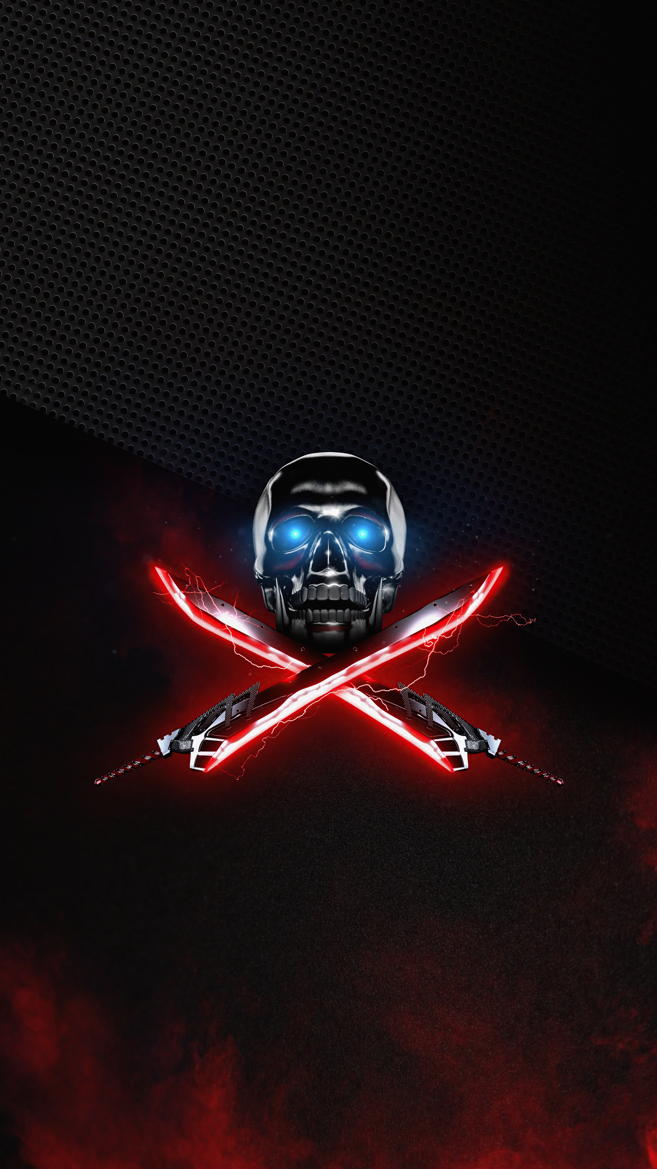 Digital art of a skull with swords 4K HD Phone Wallpaper