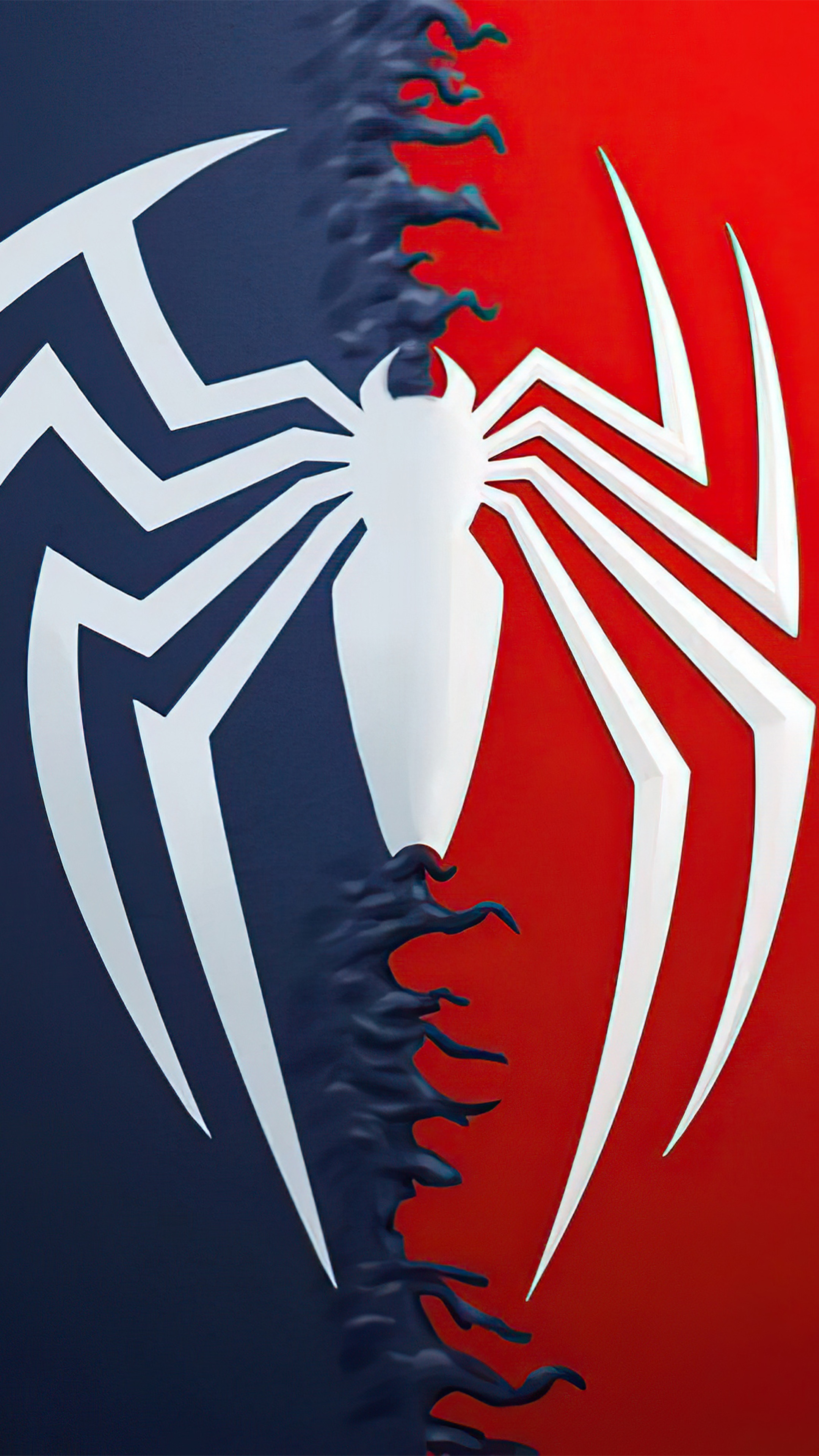 Spider-Man and Venom split logo 4K HD Phone Wallpaper