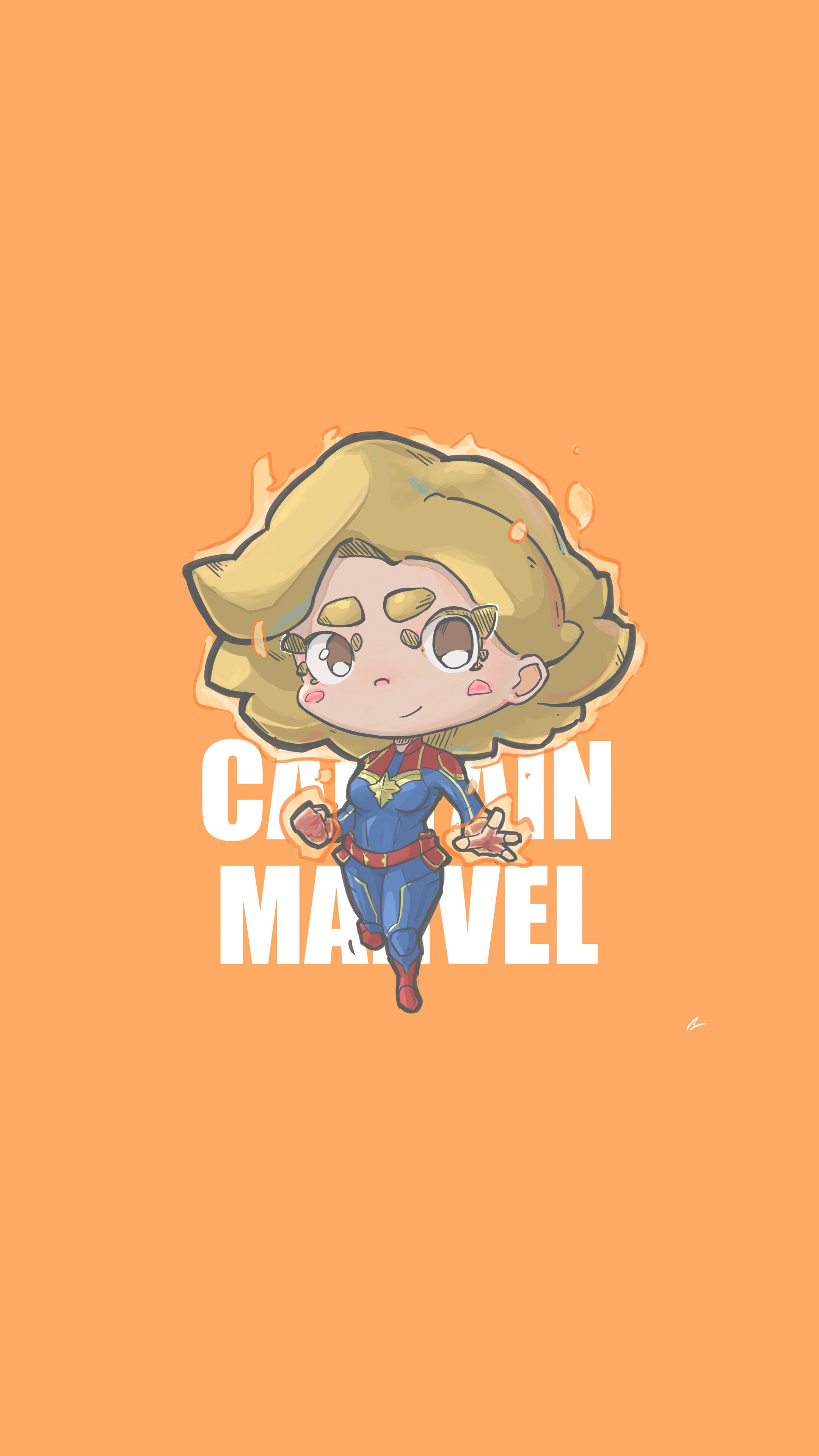 Captain Marvel minimalist digital art HD Phone Wallpaper