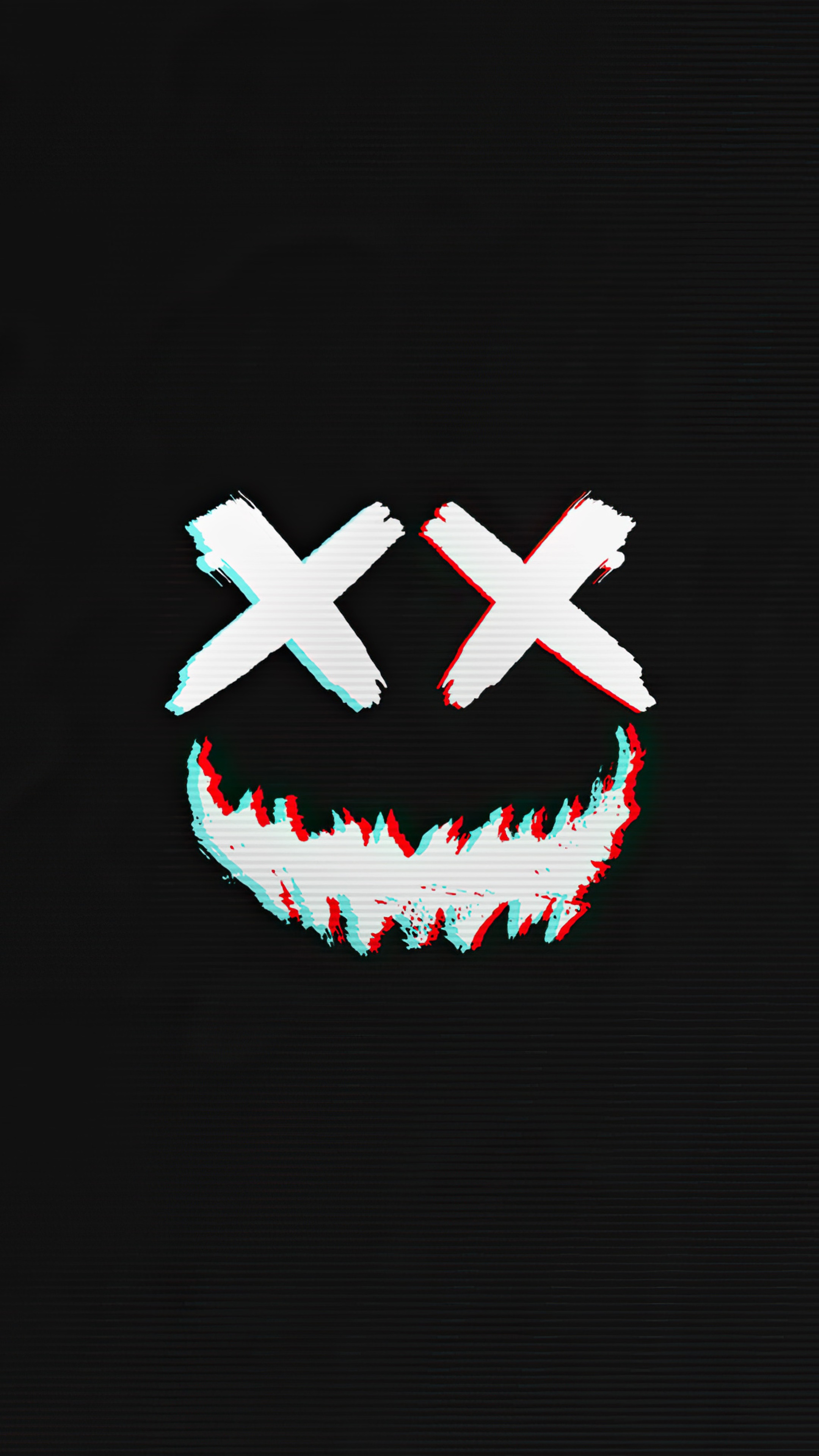 Digital art of a smiling face with X eyes HD Phone Wallpaper