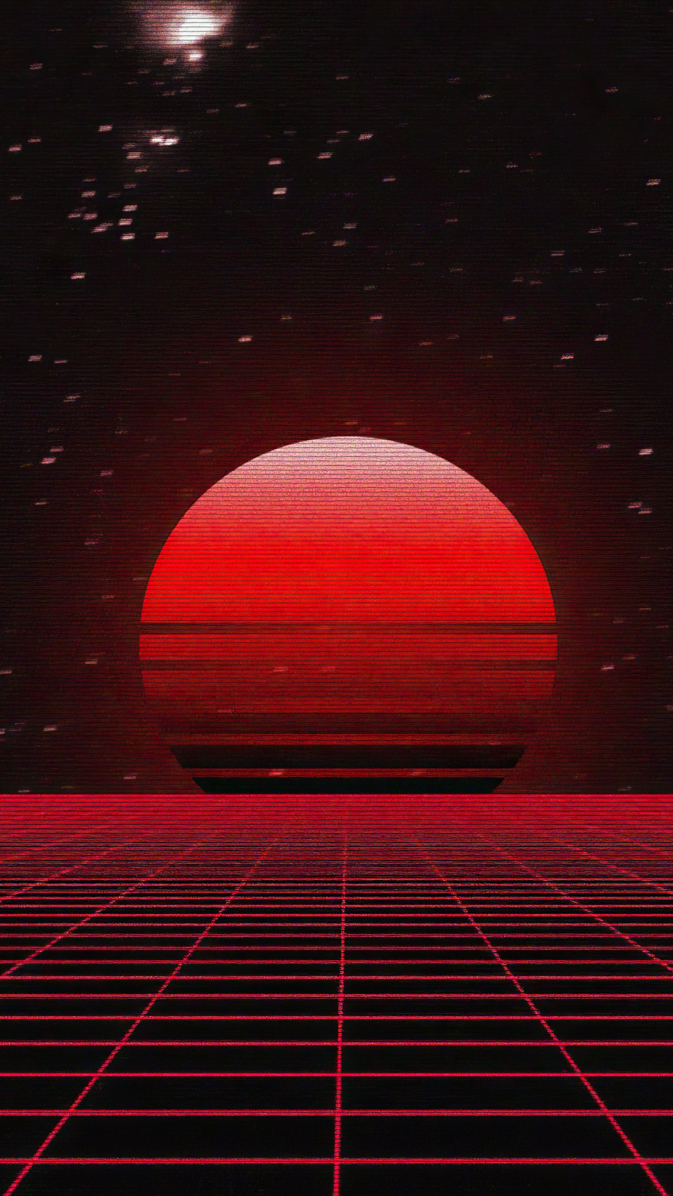 Retro Sunset Grid HD Phone Wallpaper
