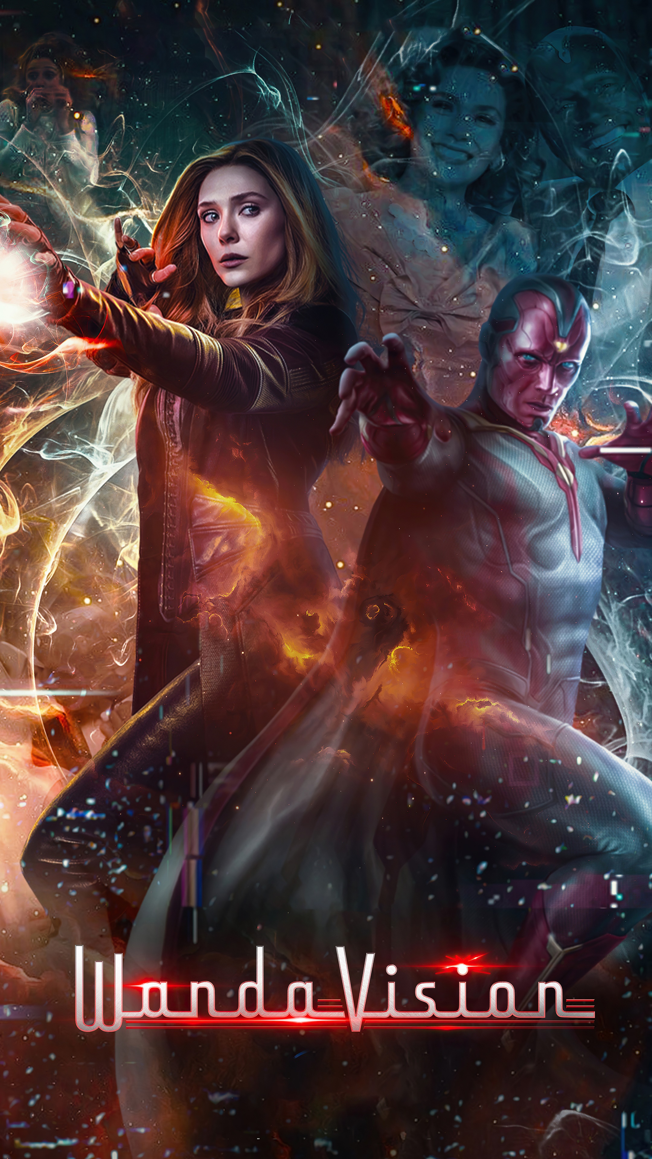 WandaVision Poster featuring Wanda Maximoff and Vision HD Phone Wallpaper