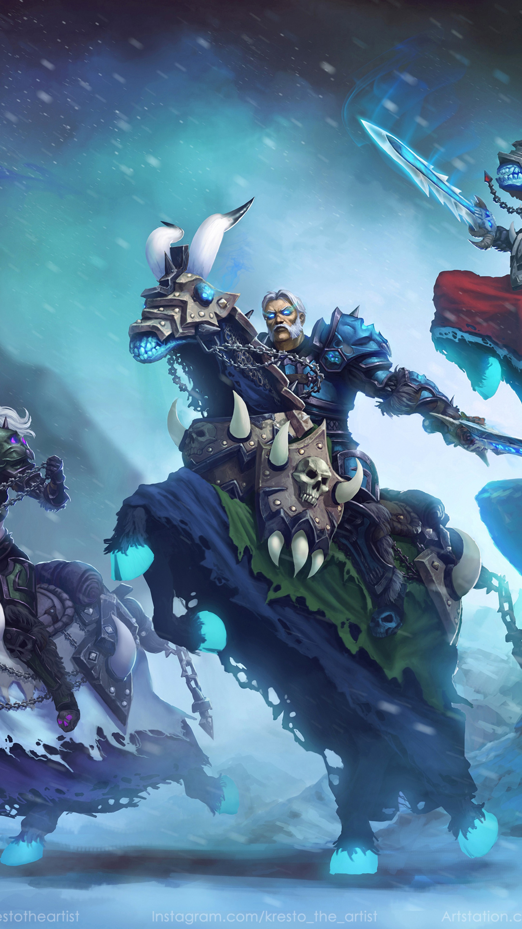 Warriors on horseback in a snowy landscape HD Phone Wallpaper