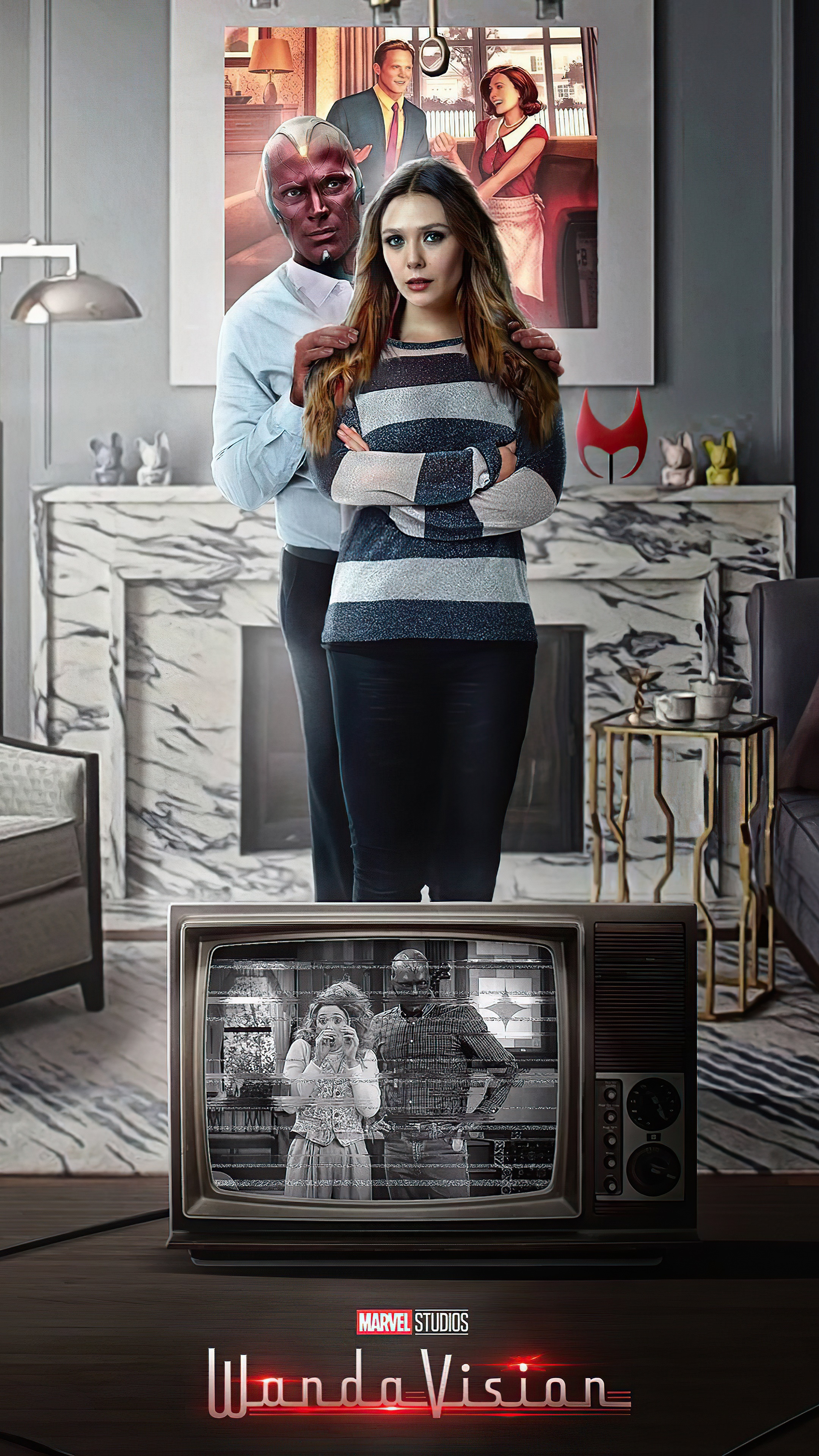 WandaVision Poster with Wanda and Vision HD Phone Wallpaper