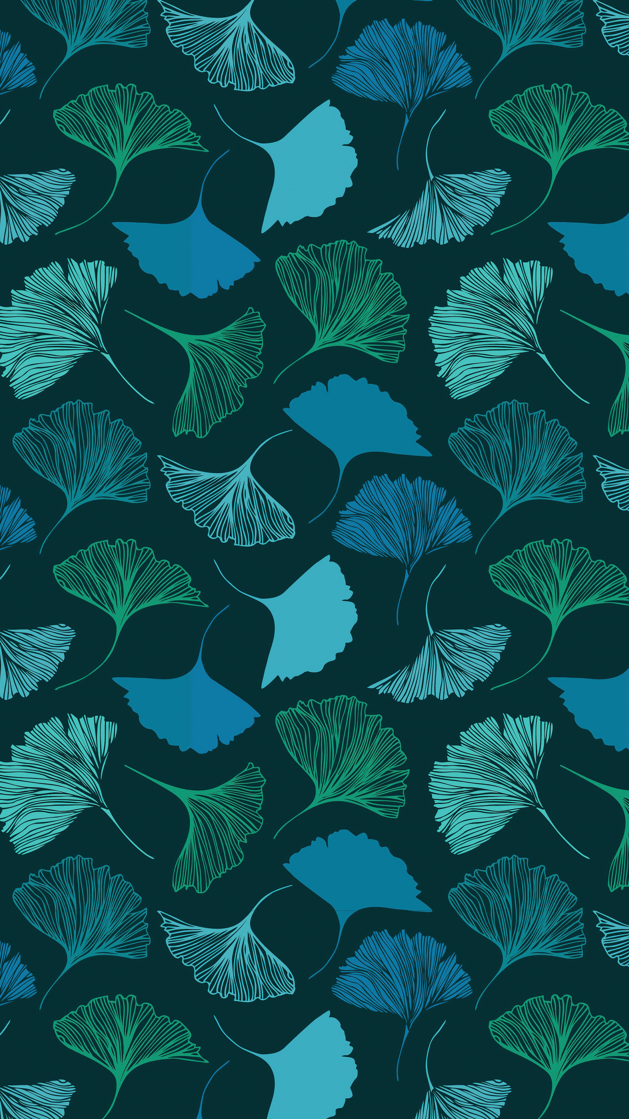 Ginkgo leaves pattern, digital art HD Phone Wallpaper