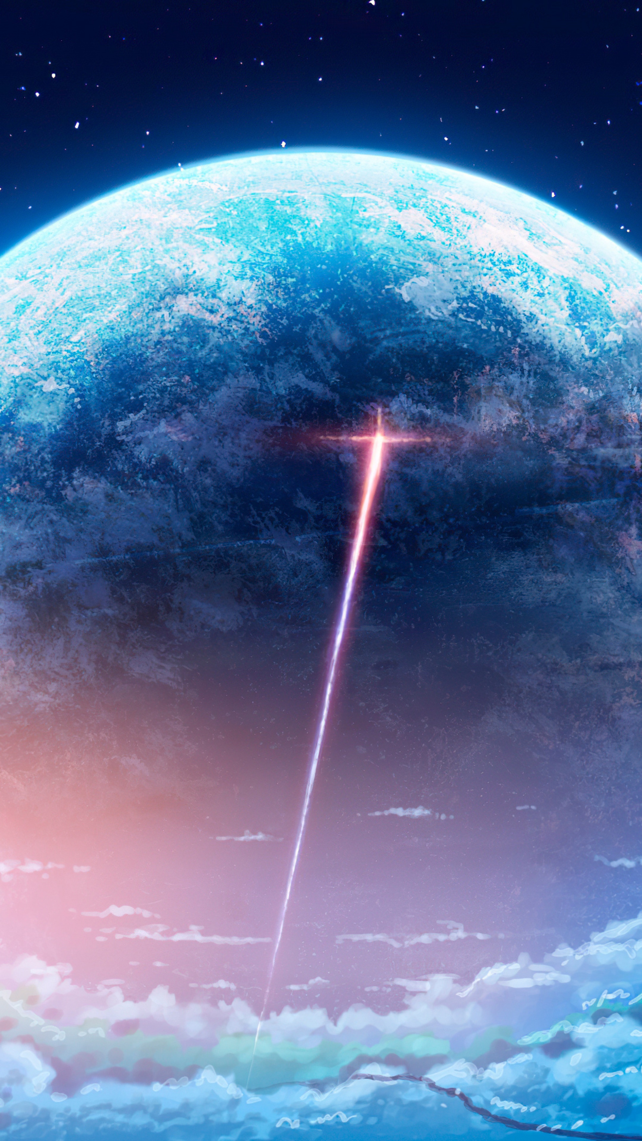 Planet and comet in space HD Phone Wallpaper