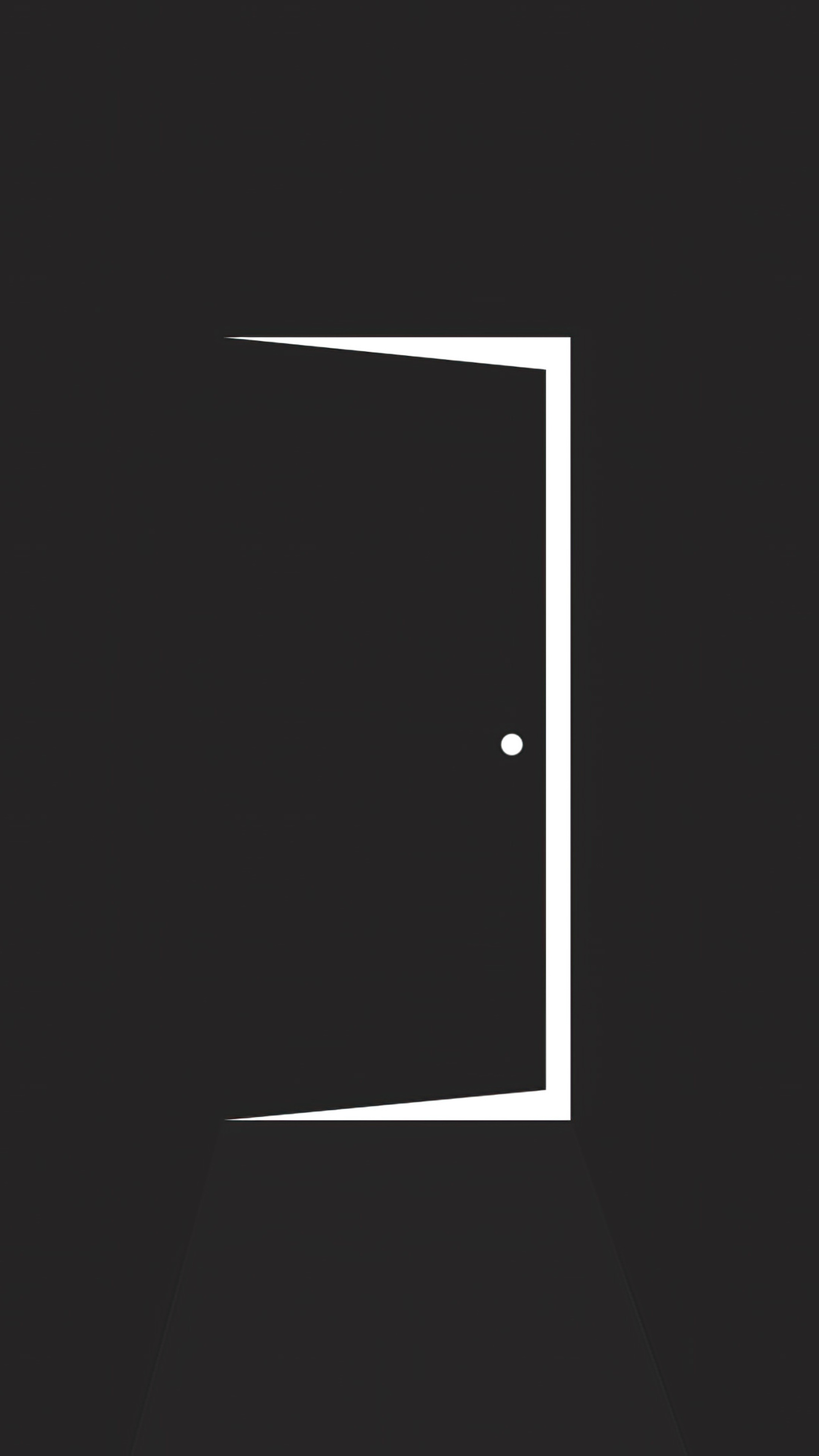 Minimalist door outline on dark background HD Phone Wallpaper