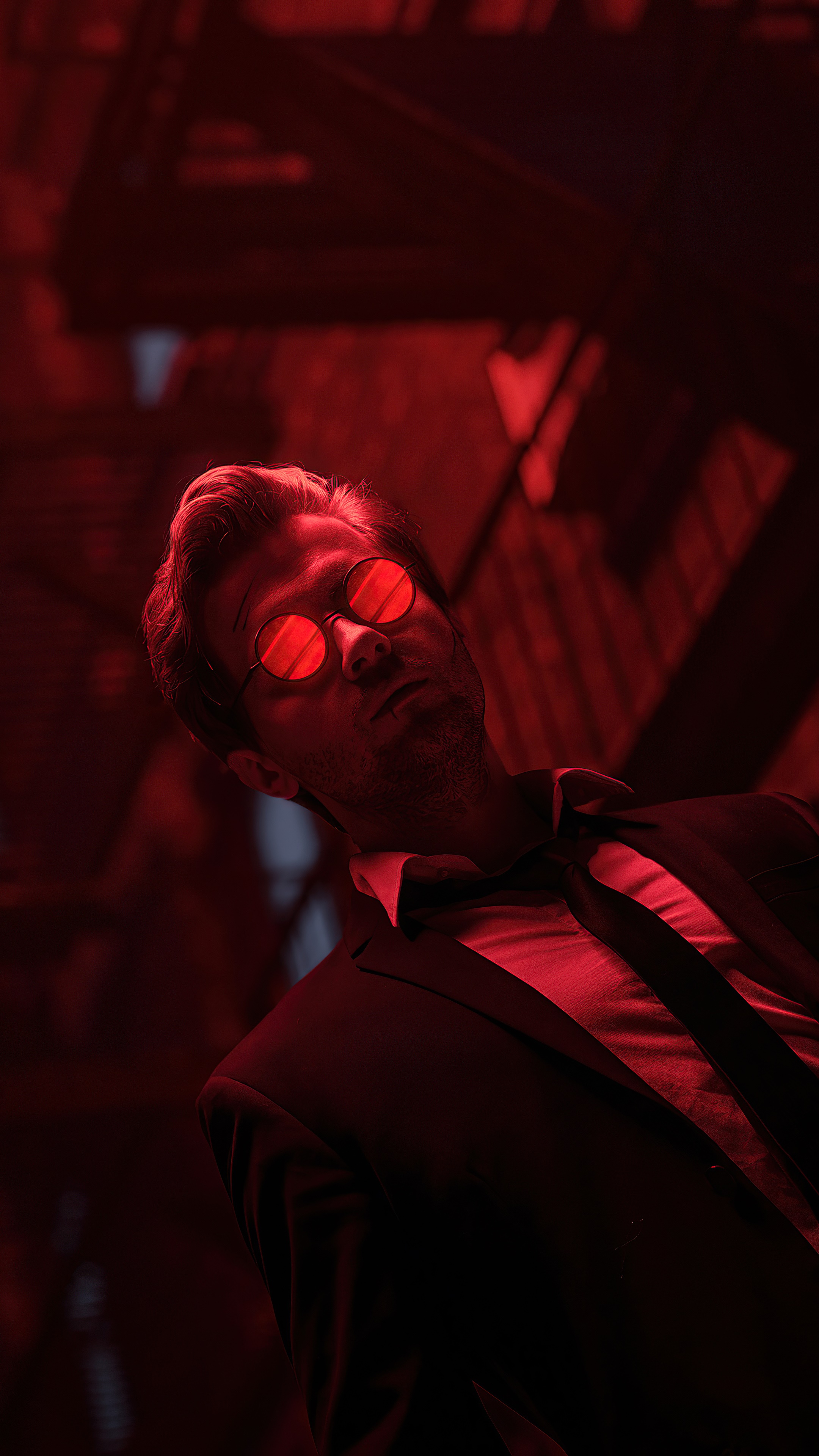 Man in suit with red sunglasses HD Phone Wallpaper