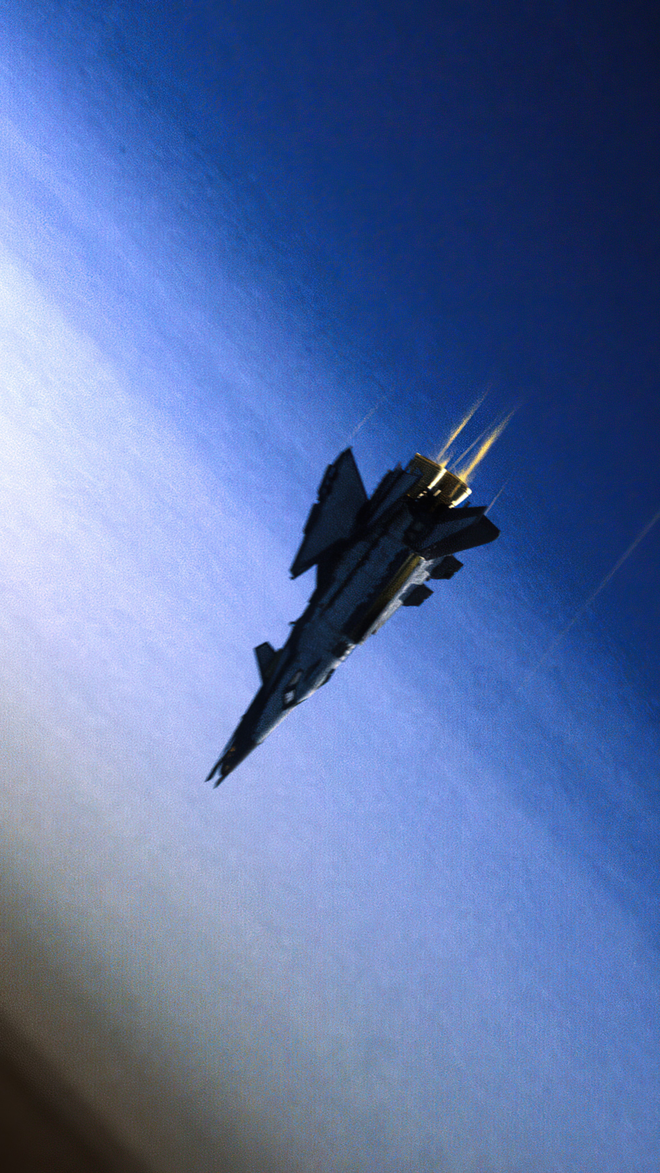Fighter jet in space with exhaust trails HD Phone Wallpaper