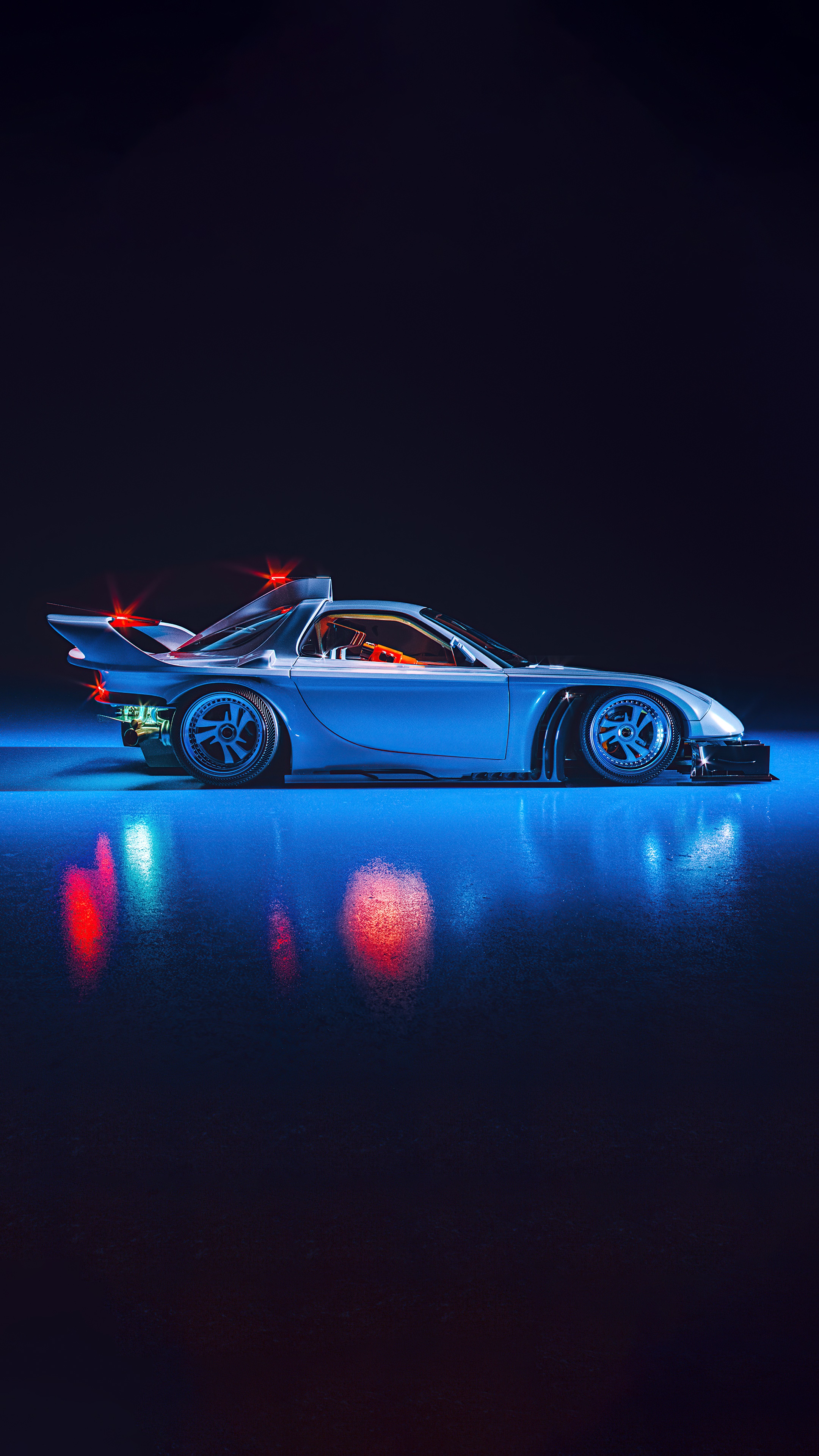 Sci-fi car with neon lights HD Phone Wallpaper