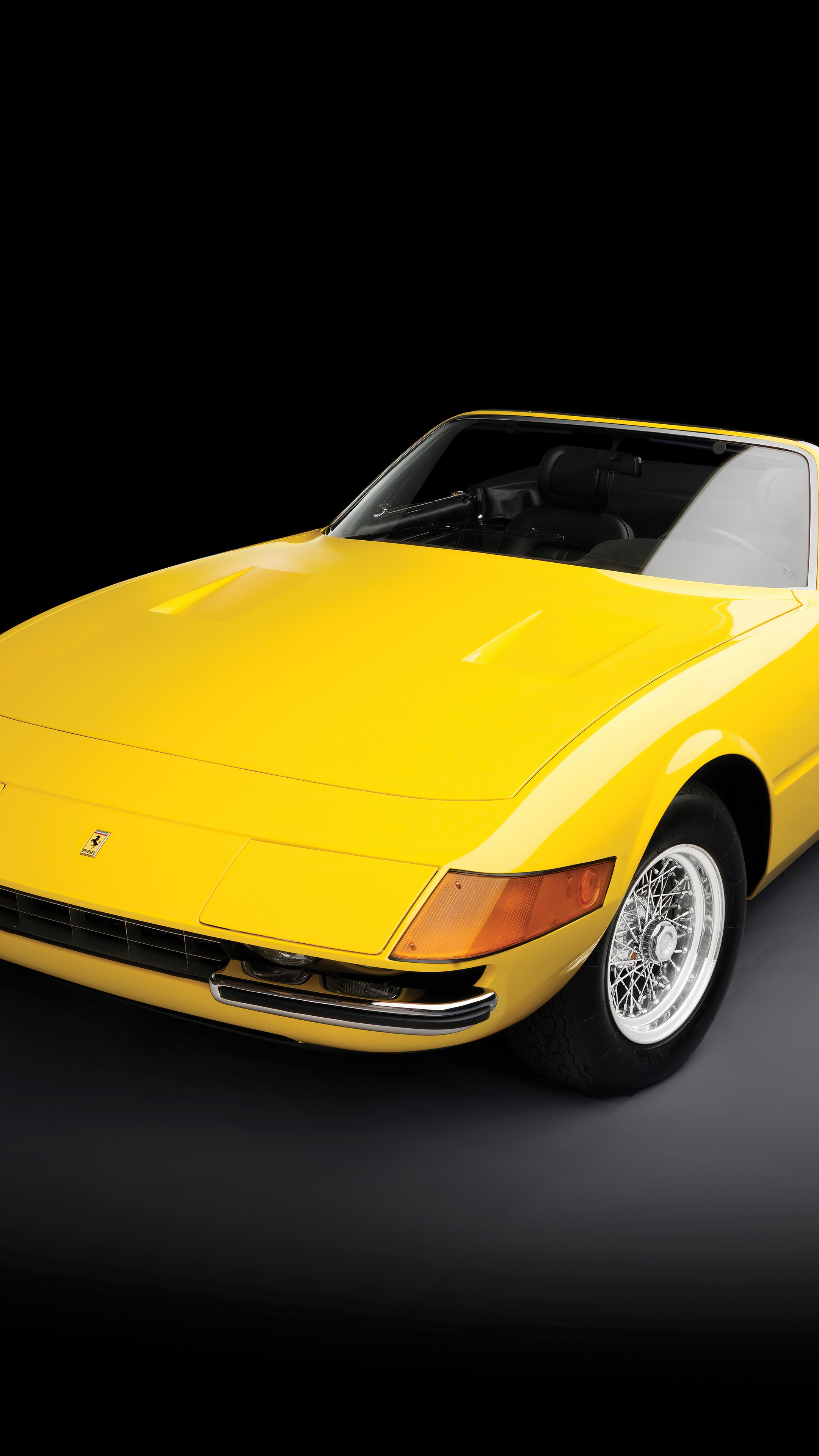 Yellow Ferrari Daytona Convertible HD Phone Wallpaper