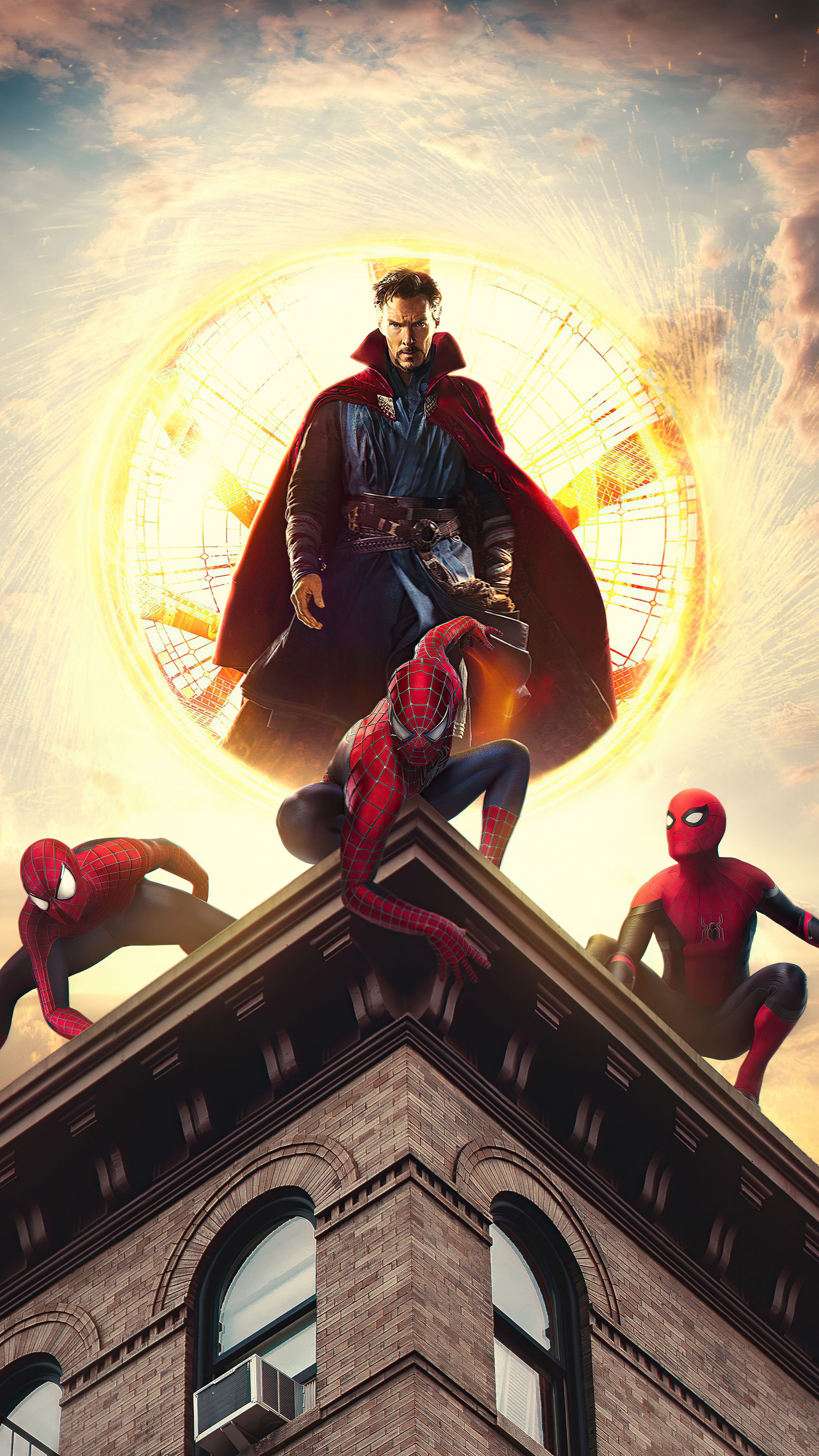 Doctor Strange and Spider-Men from Spider-Man: No Way Home HD Phone Wallpaper